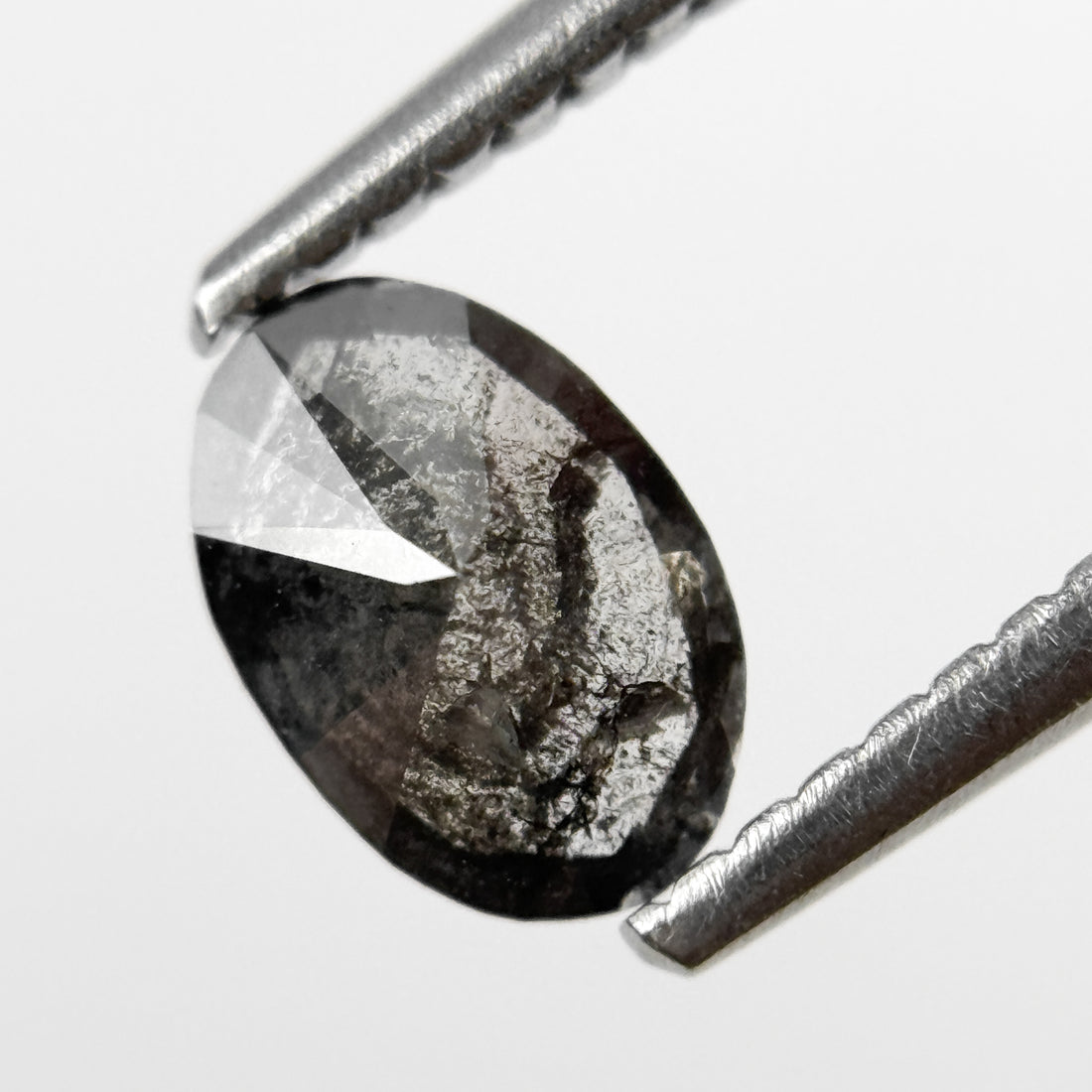 0.82 Ct Oval Rose Cut Grey Natural Salt and Pepper Diamond