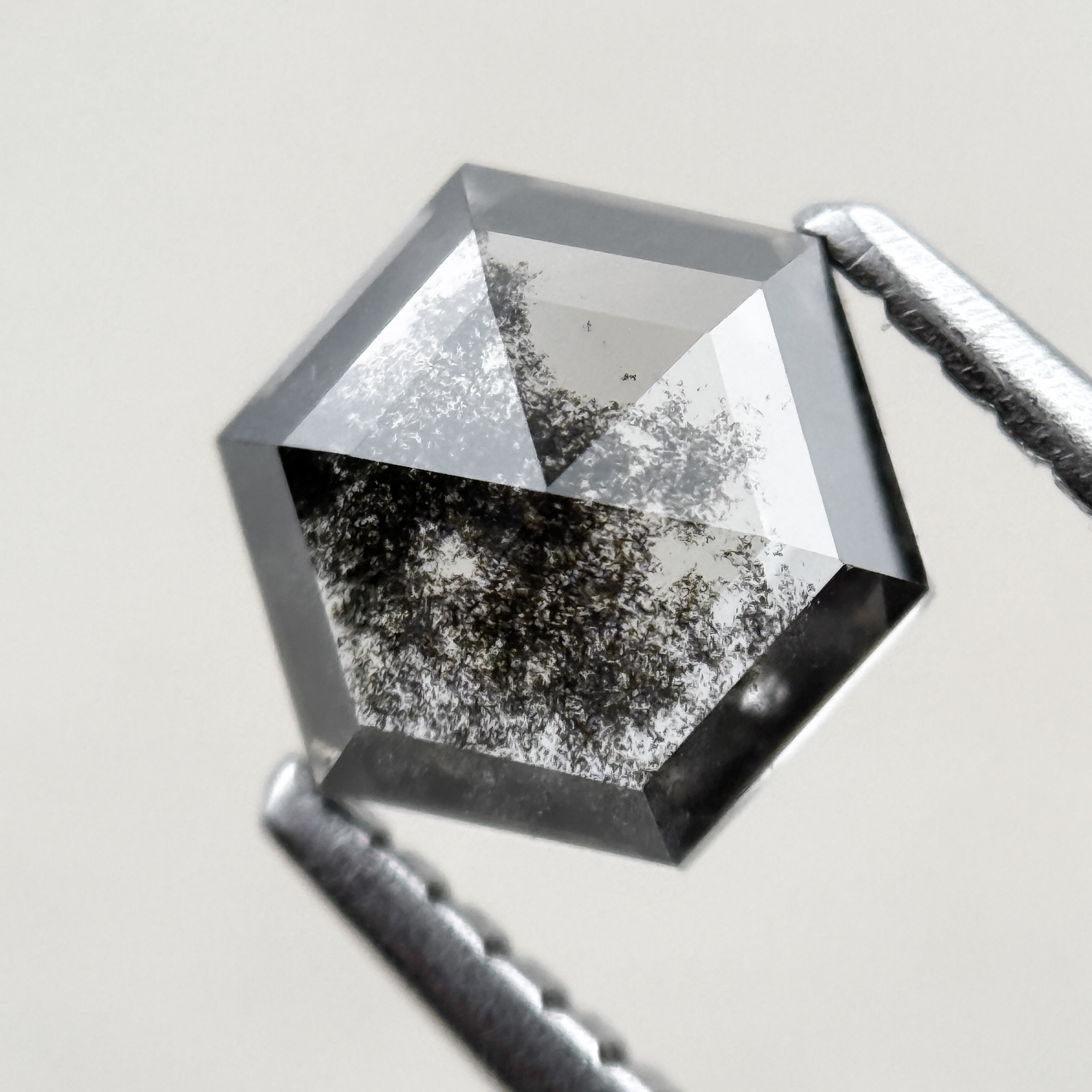1.35 Ct Hexagon Rose Cut Grey Natural Minimal Diamond