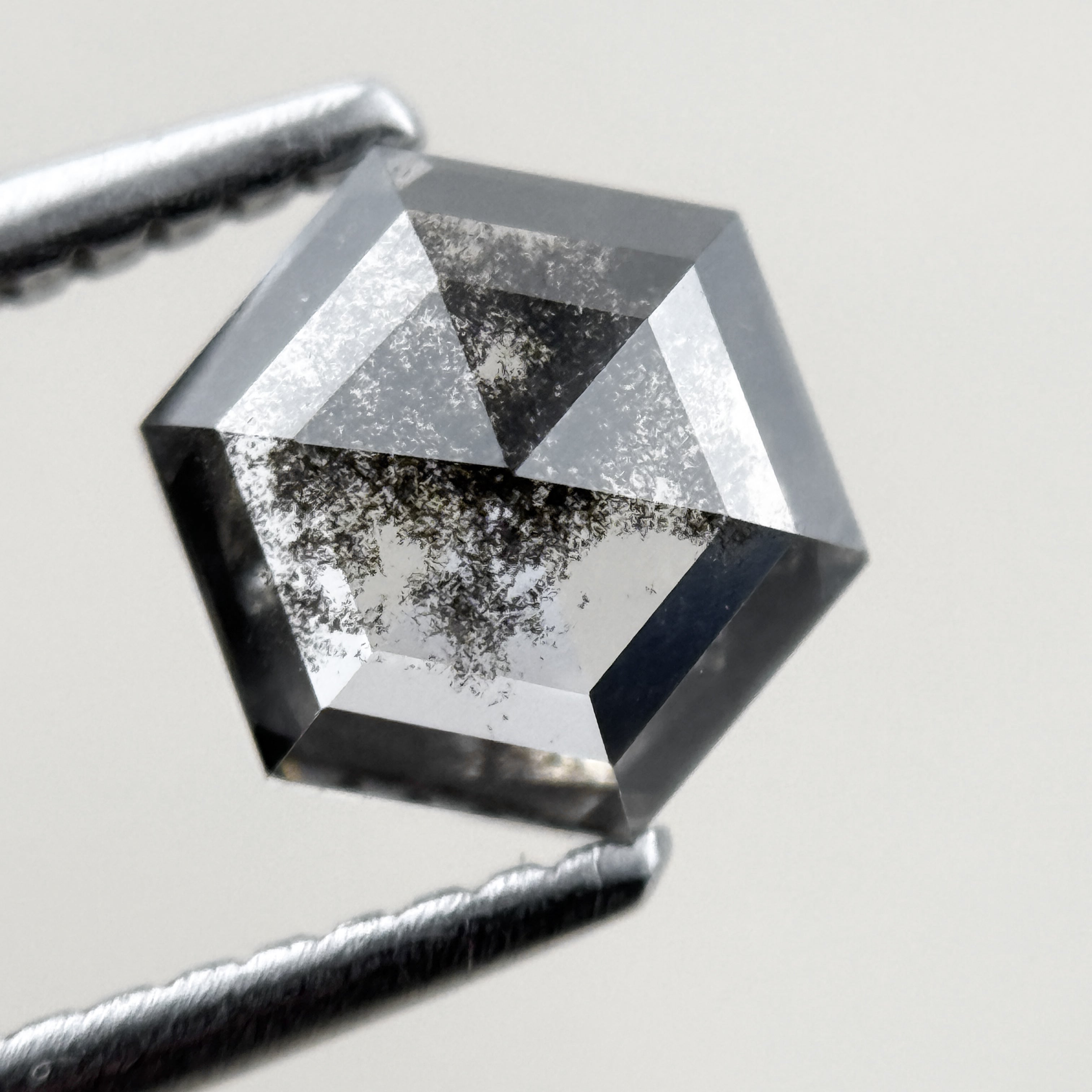 1.35 Ct Hexagon Rose Cut Grey Natural Minimal Diamond