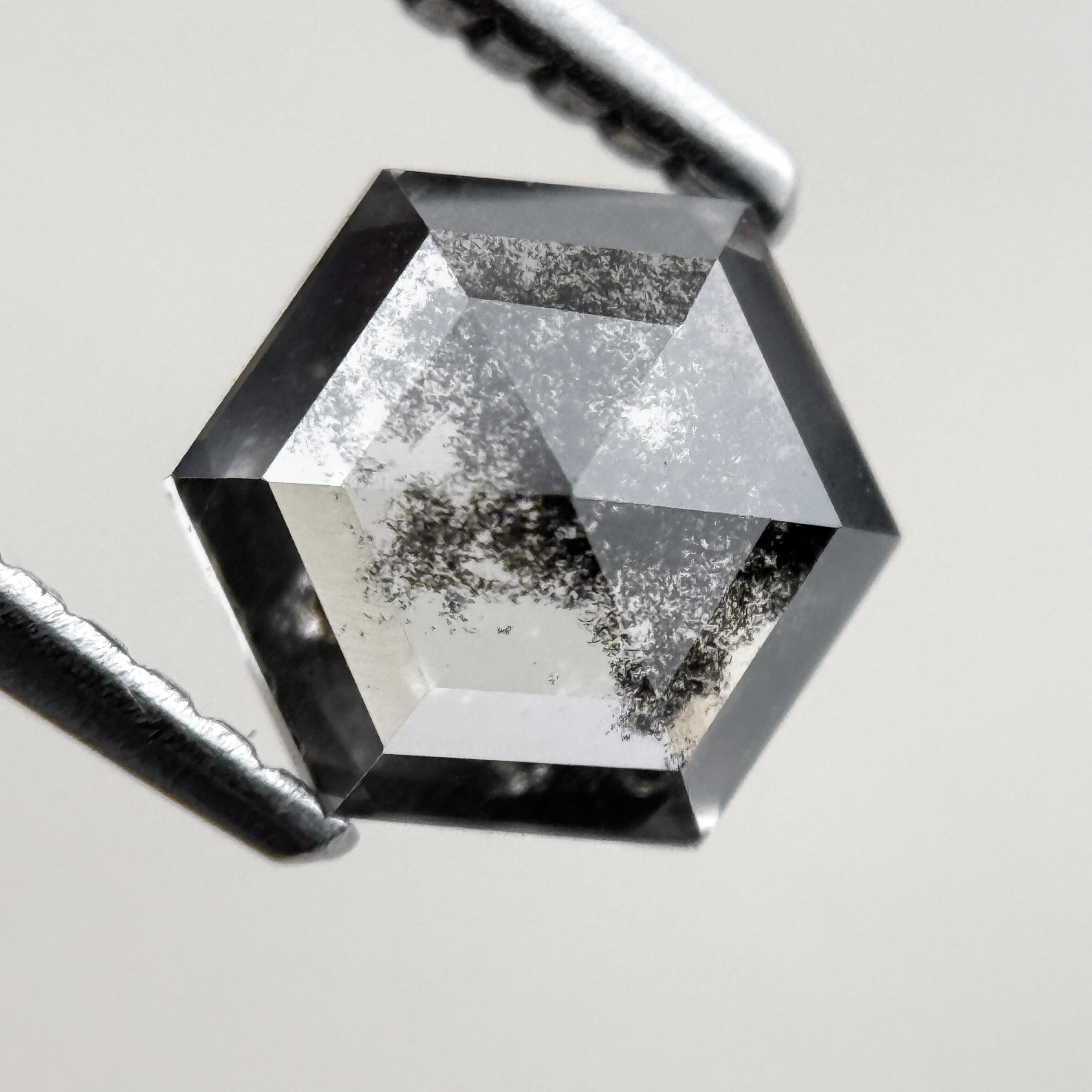 1.35 Ct Hexagon Rose Cut Grey Natural Minimal Diamond