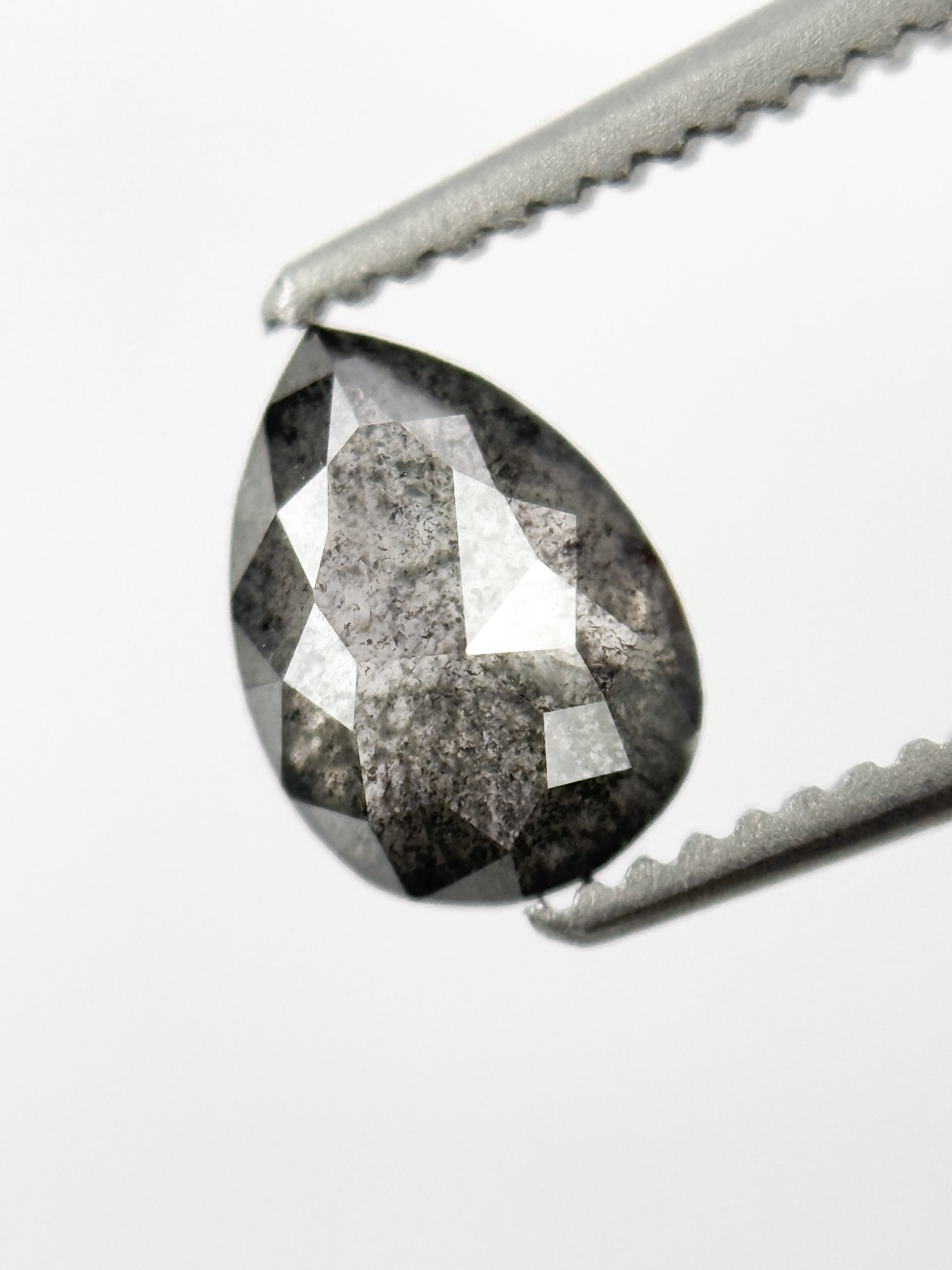 0.76 Ct Pear Rose Cut Grey Natural Inspire Diamond