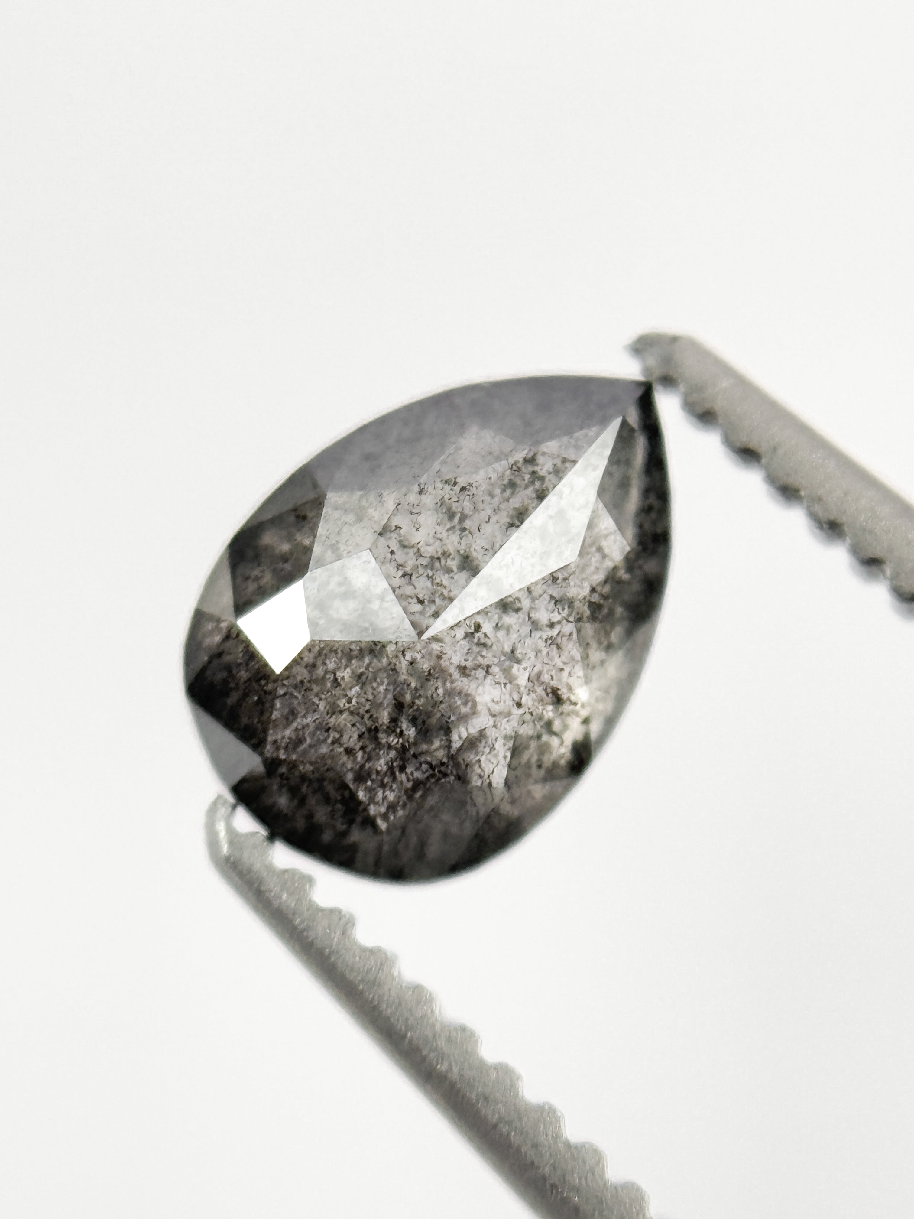 0.76 Ct Pear Rose Cut Grey Natural Inspire Diamond