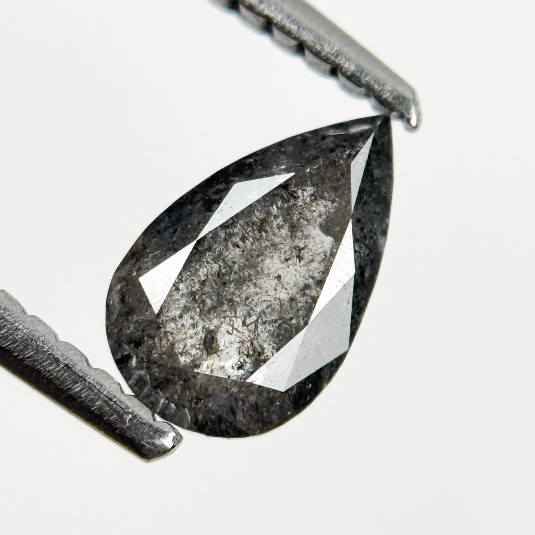 0.71 Ct Pear Rose Cut Grey Natural Salt and Pepper Diamond