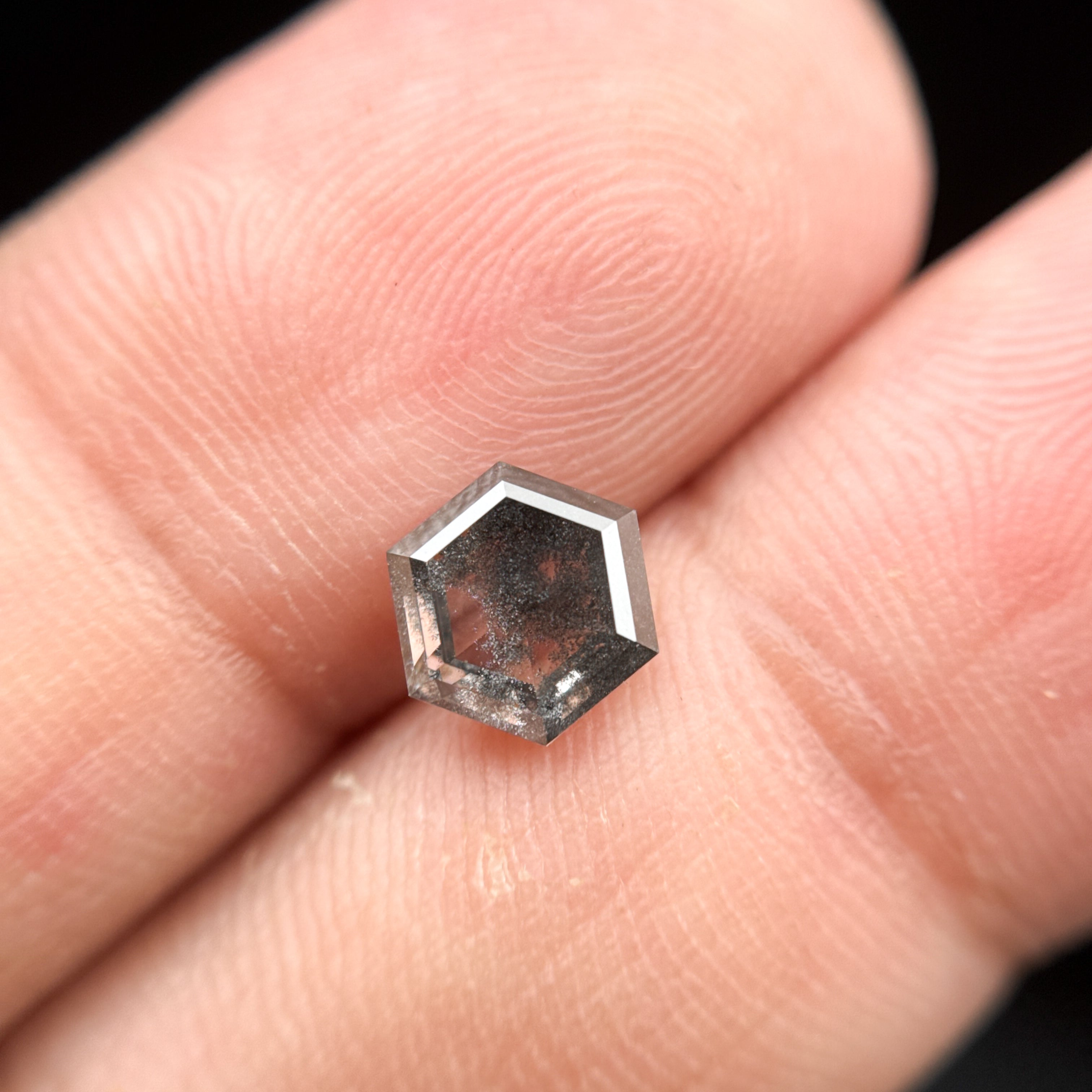 1.35 Ct Hexagon Rose Cut Grey Natural Minimal Diamond