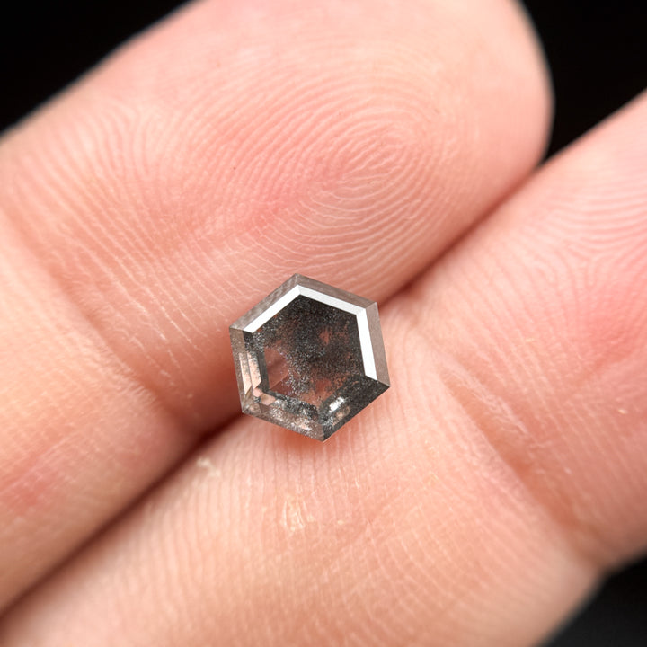 1.35 Ct Hexagon Rose Cut Grey Natural Minimal Diamond