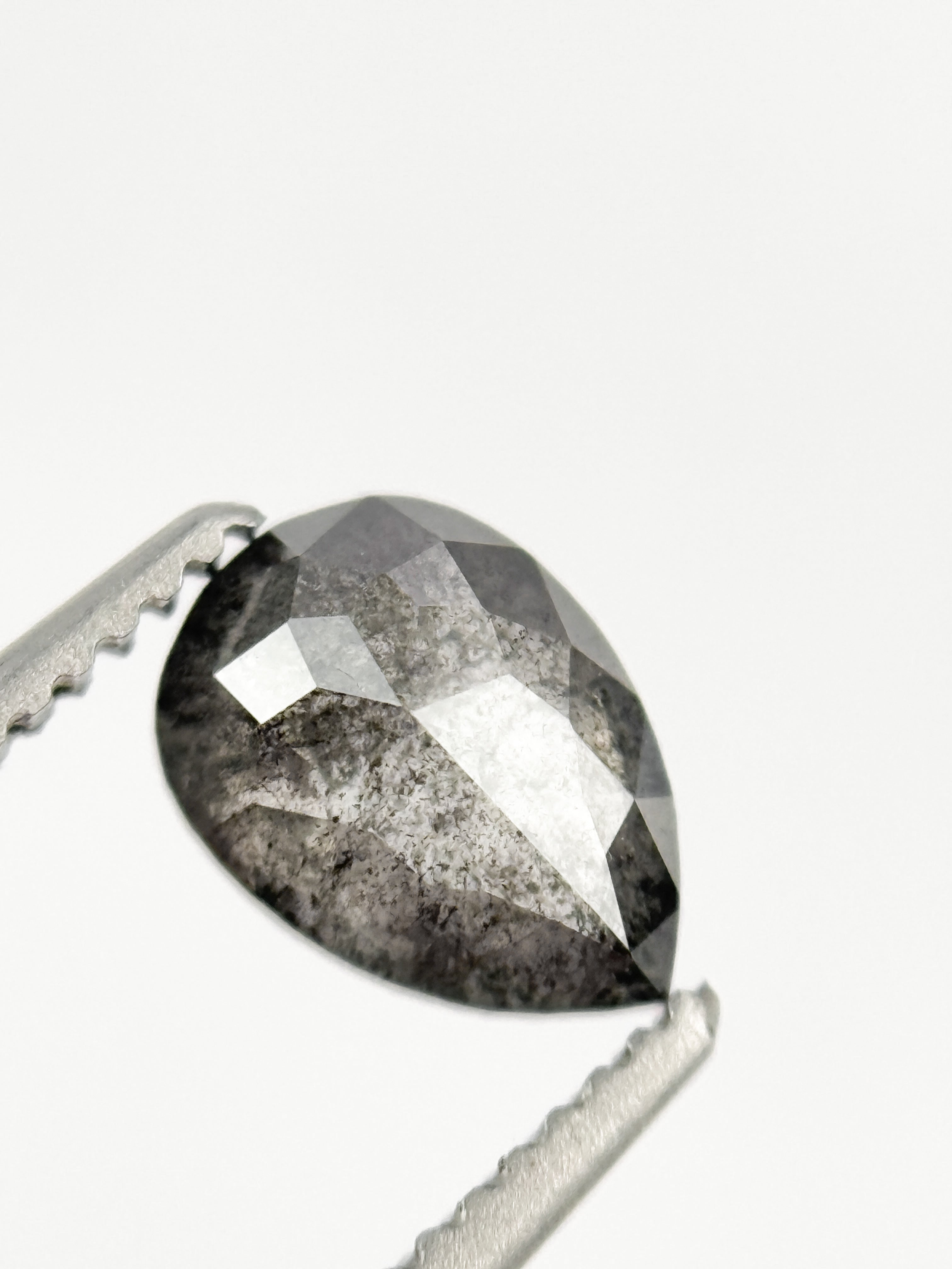 0.76 Ct Pear Rose Cut Grey Natural Inspire Diamond
