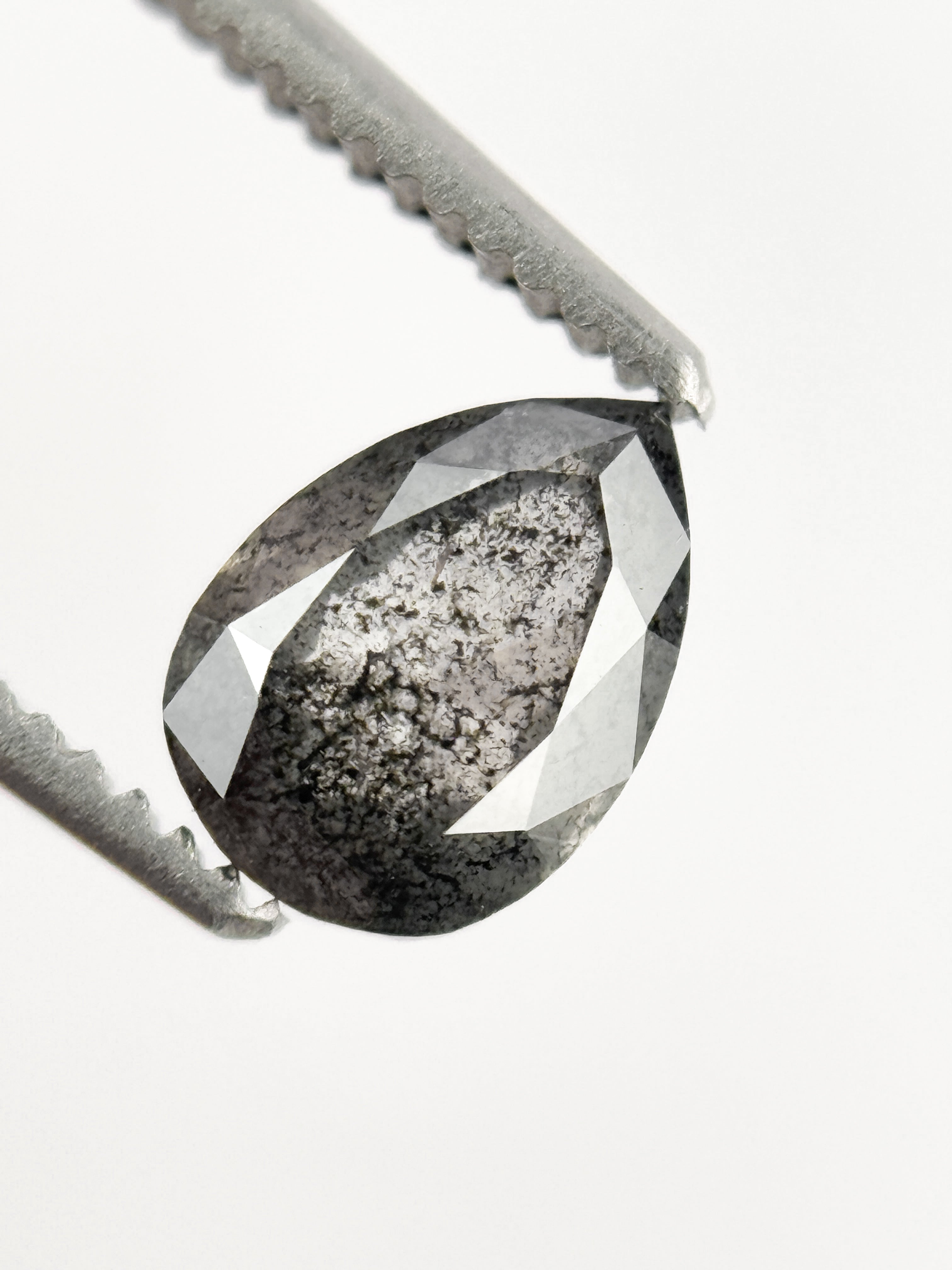 0.76 Ct Pear Rose Cut Grey Natural Inspire Diamond