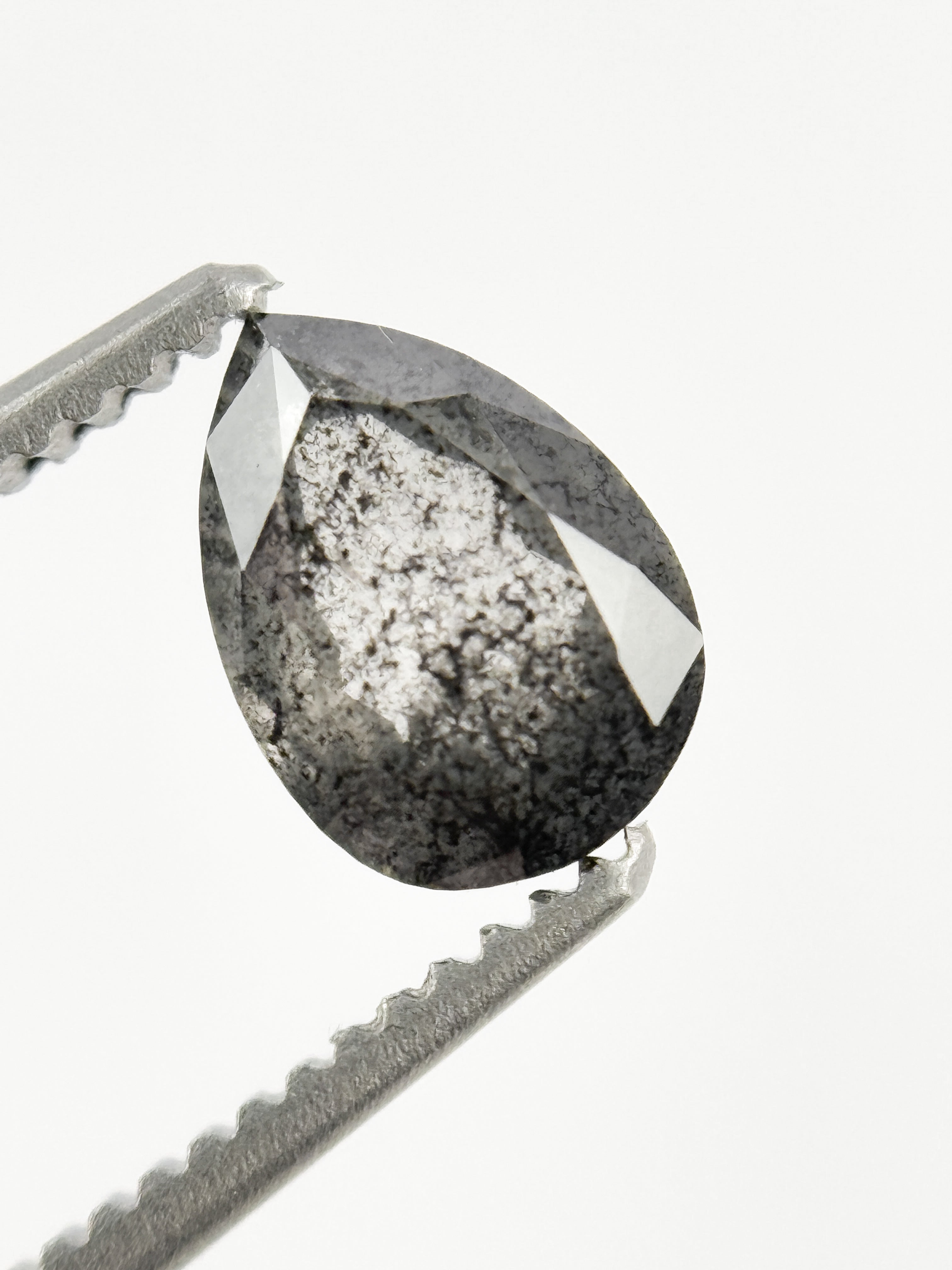 0.76 Ct Pear Rose Cut Grey Natural Inspire Diamond