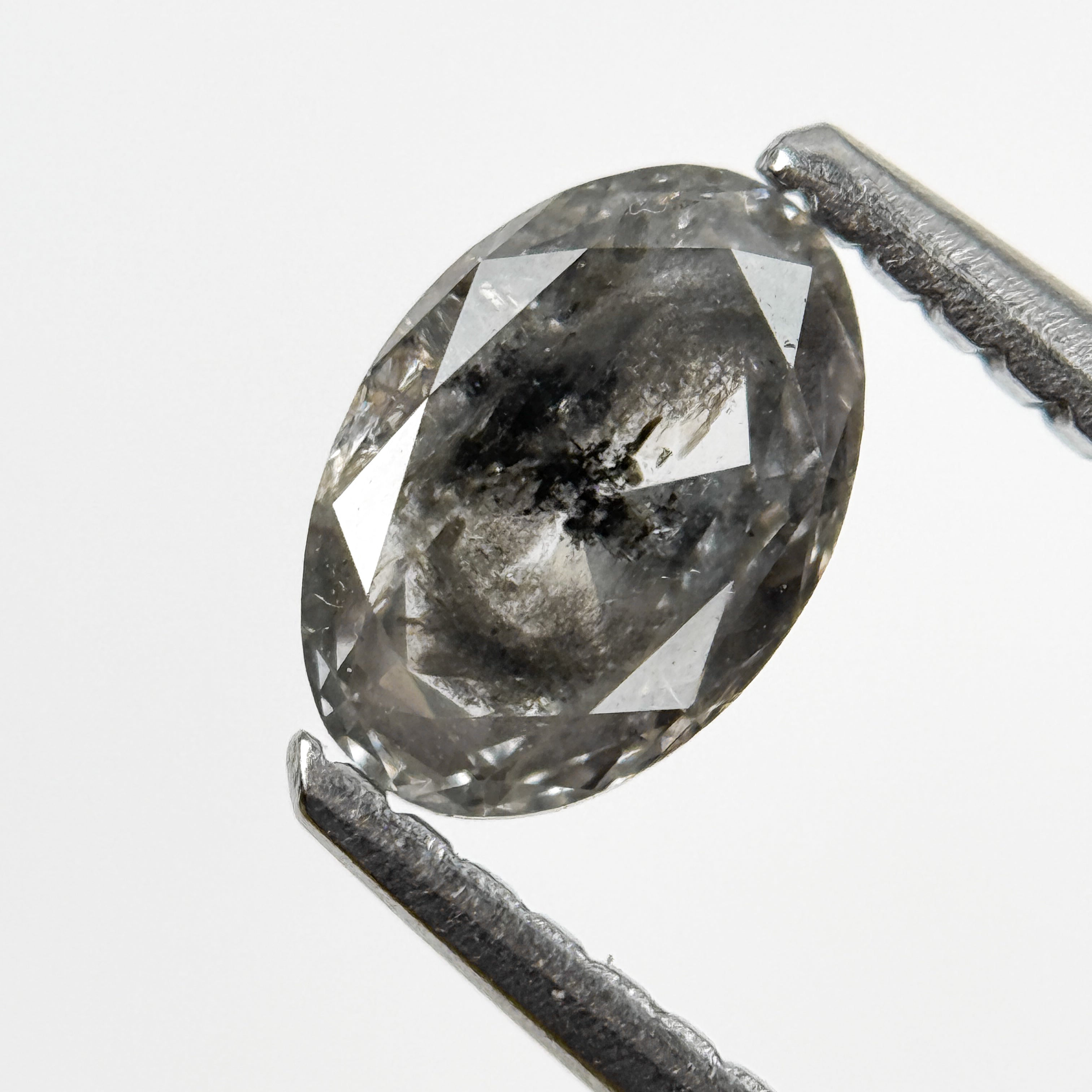 0.76 Ct Oval Rose Cut Grey Natural Salt and Pepper Diamond