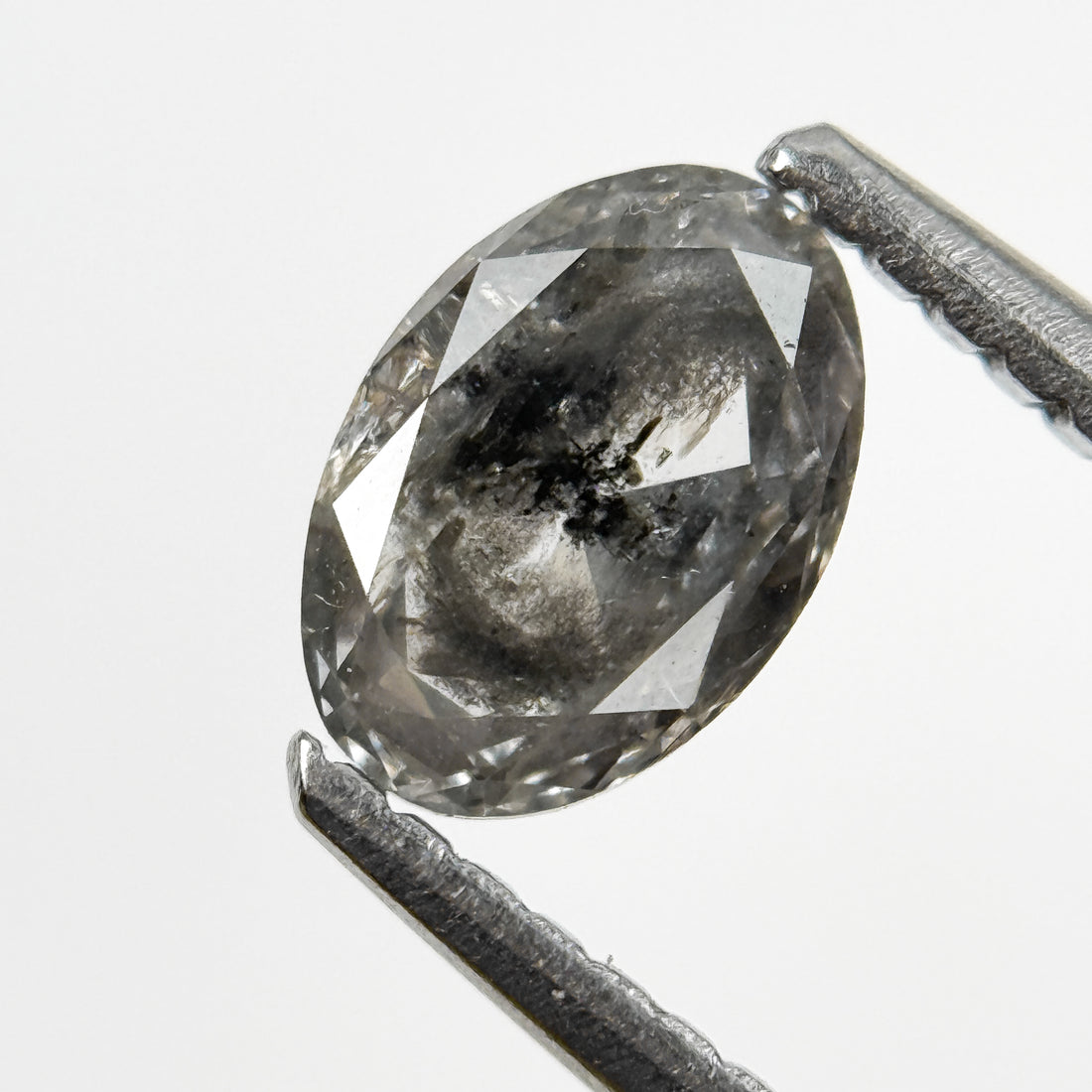 0.76 Ct Oval Rose Cut Grey Natural Salt and Pepper Diamond