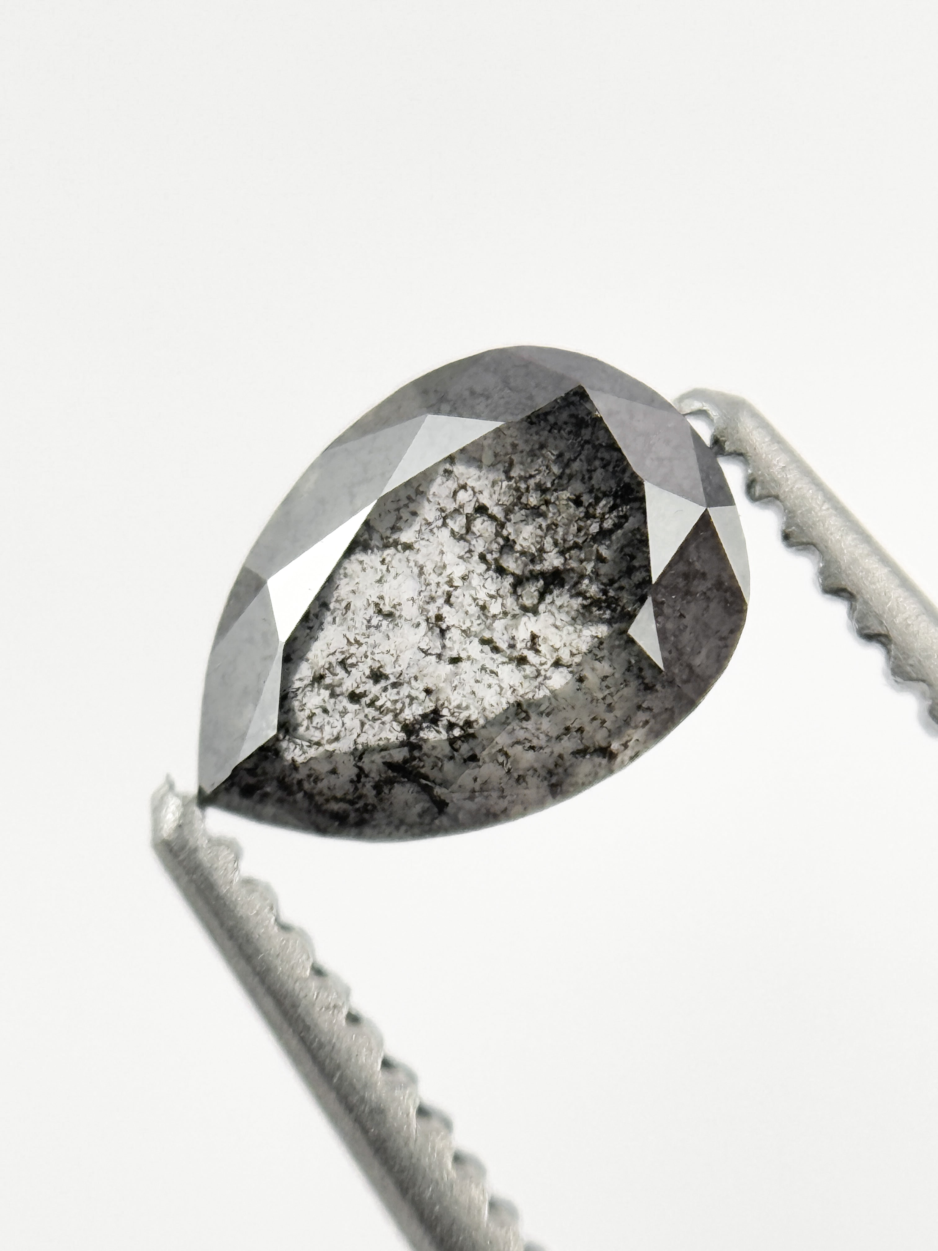 0.76 Ct Pear Rose Cut Grey Natural Inspire Diamond