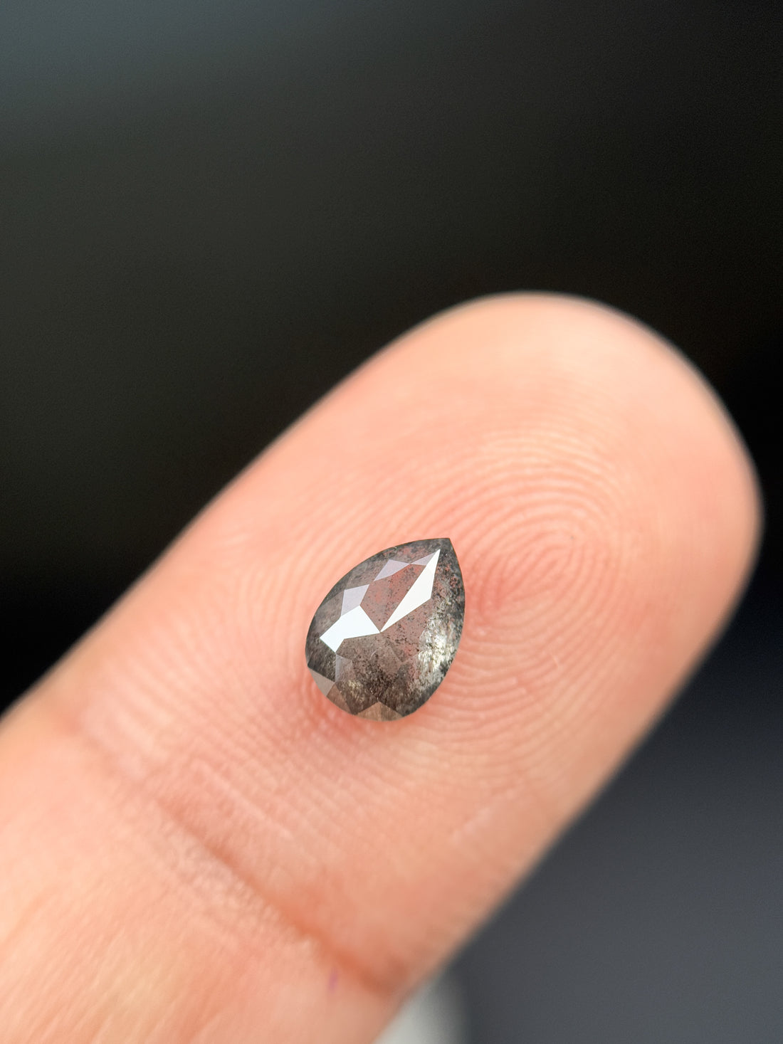 0.76 Ct Pear Rose Cut Grey Natural Inspire Diamond