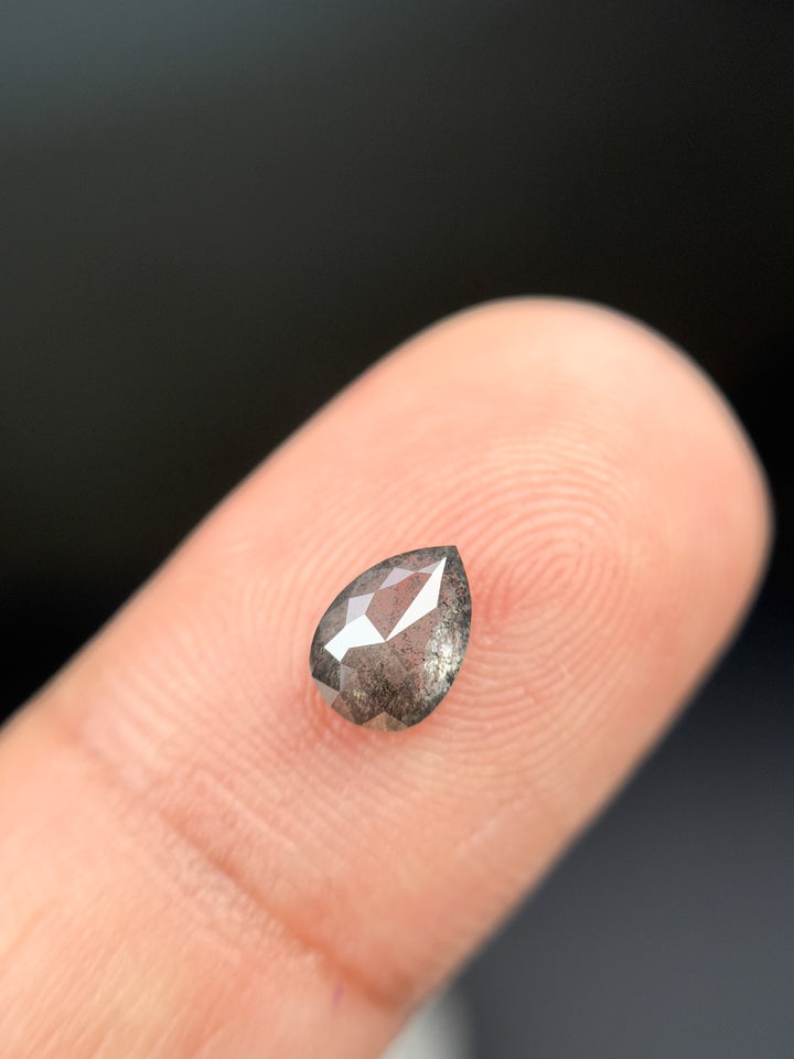 0.76 Ct Pear Rose Cut Grey Natural Inspire Diamond