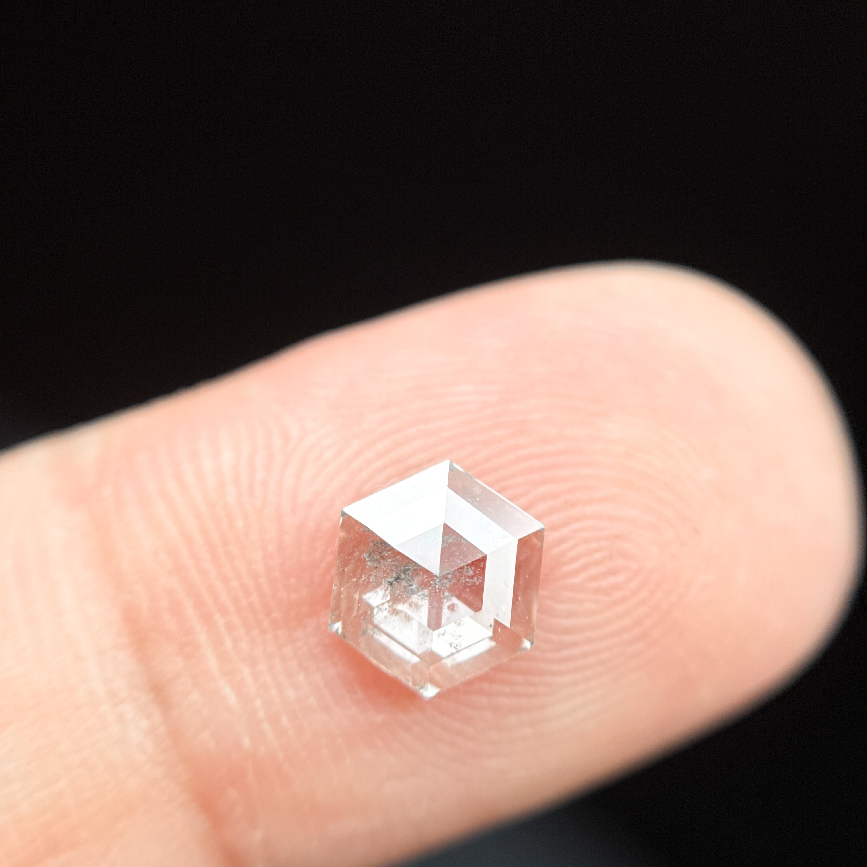 0.93 Ct Hexagon Rose Cut White Natural Salt and Pepper Diamond