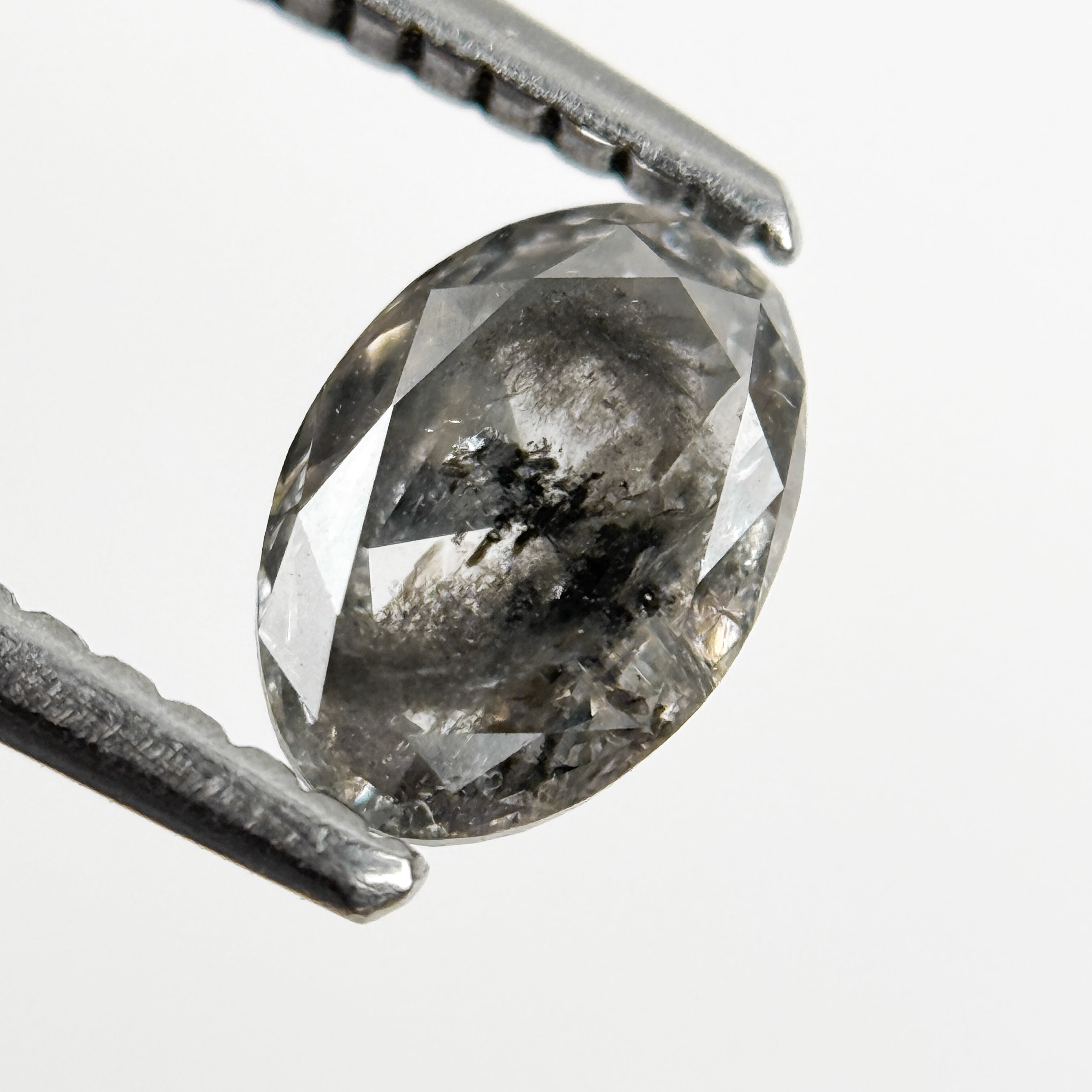 0.76 Ct Oval Rose Cut Grey Natural Salt and Pepper Diamond