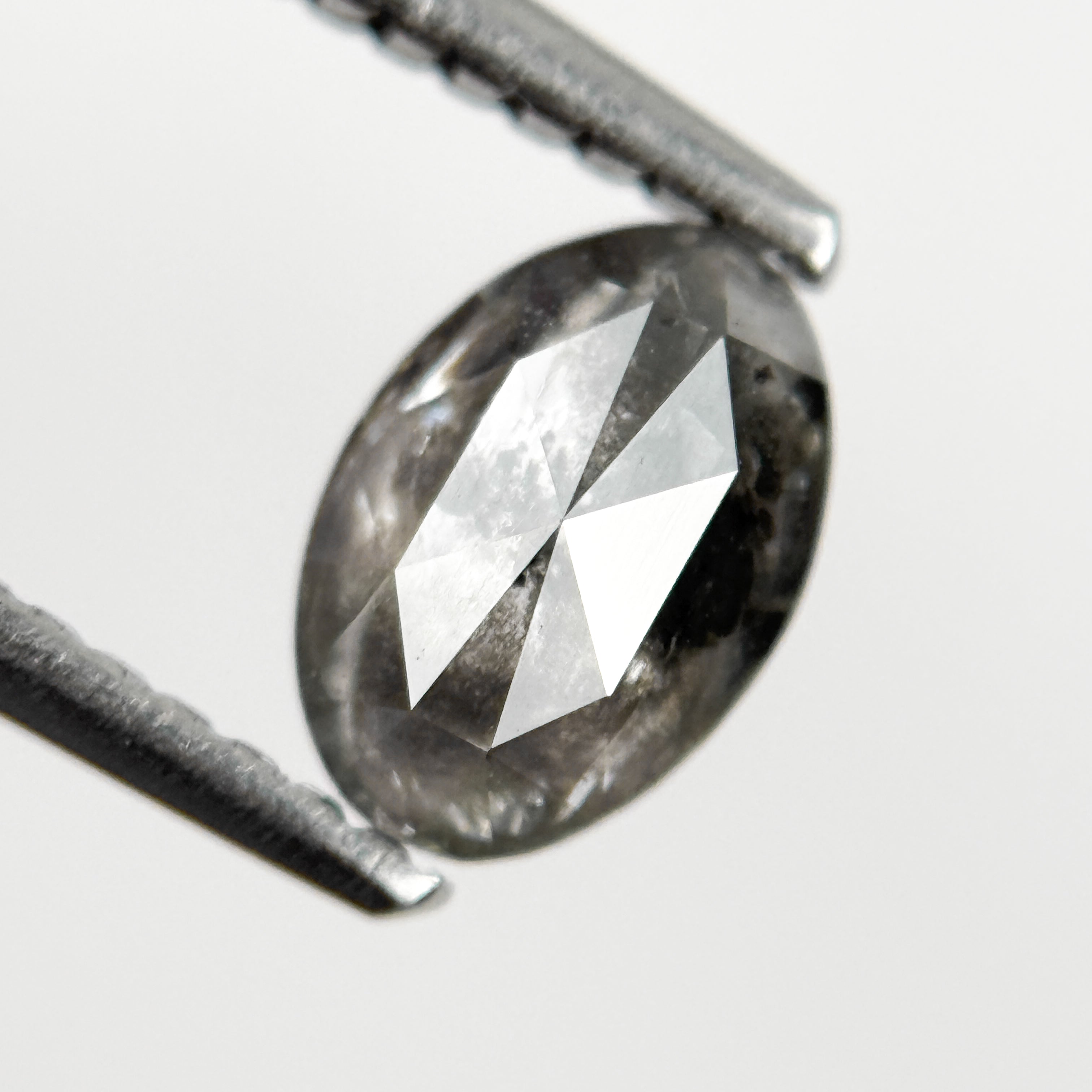 0.76 Ct Oval Rose Cut Grey Natural Salt and Pepper Diamond