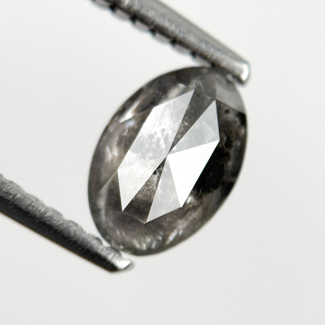 0.76 Ct Oval Rose Cut Grey Natural Salt and Pepper Diamond