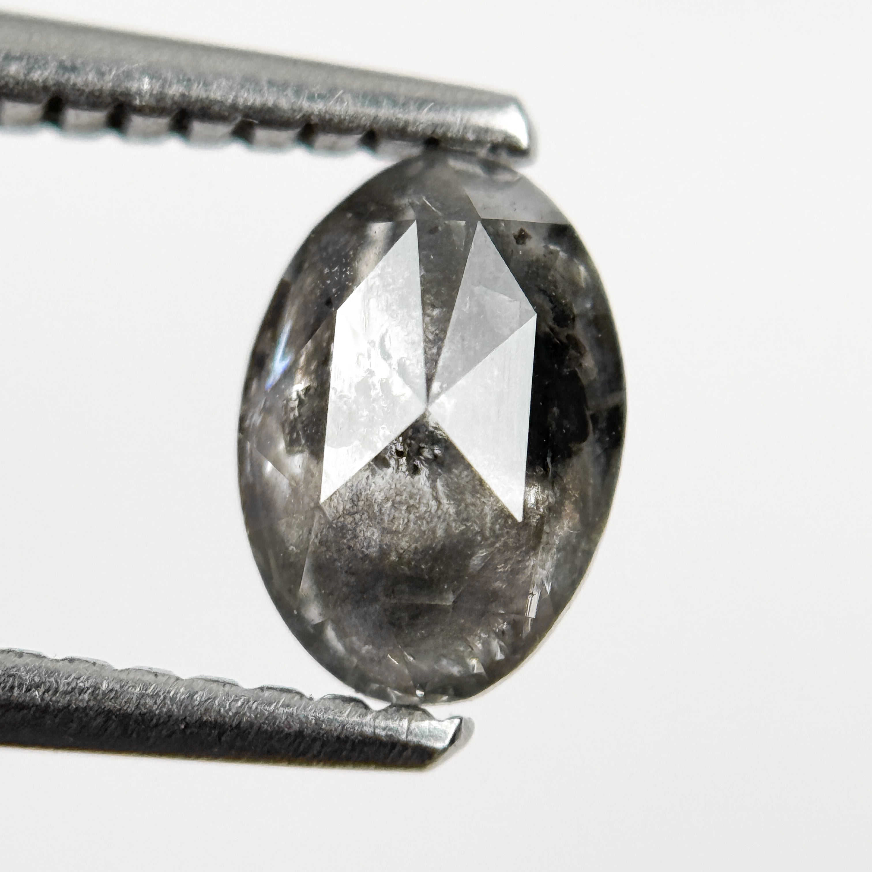 0.76 Ct Oval Rose Cut Grey Natural Salt and Pepper Diamond