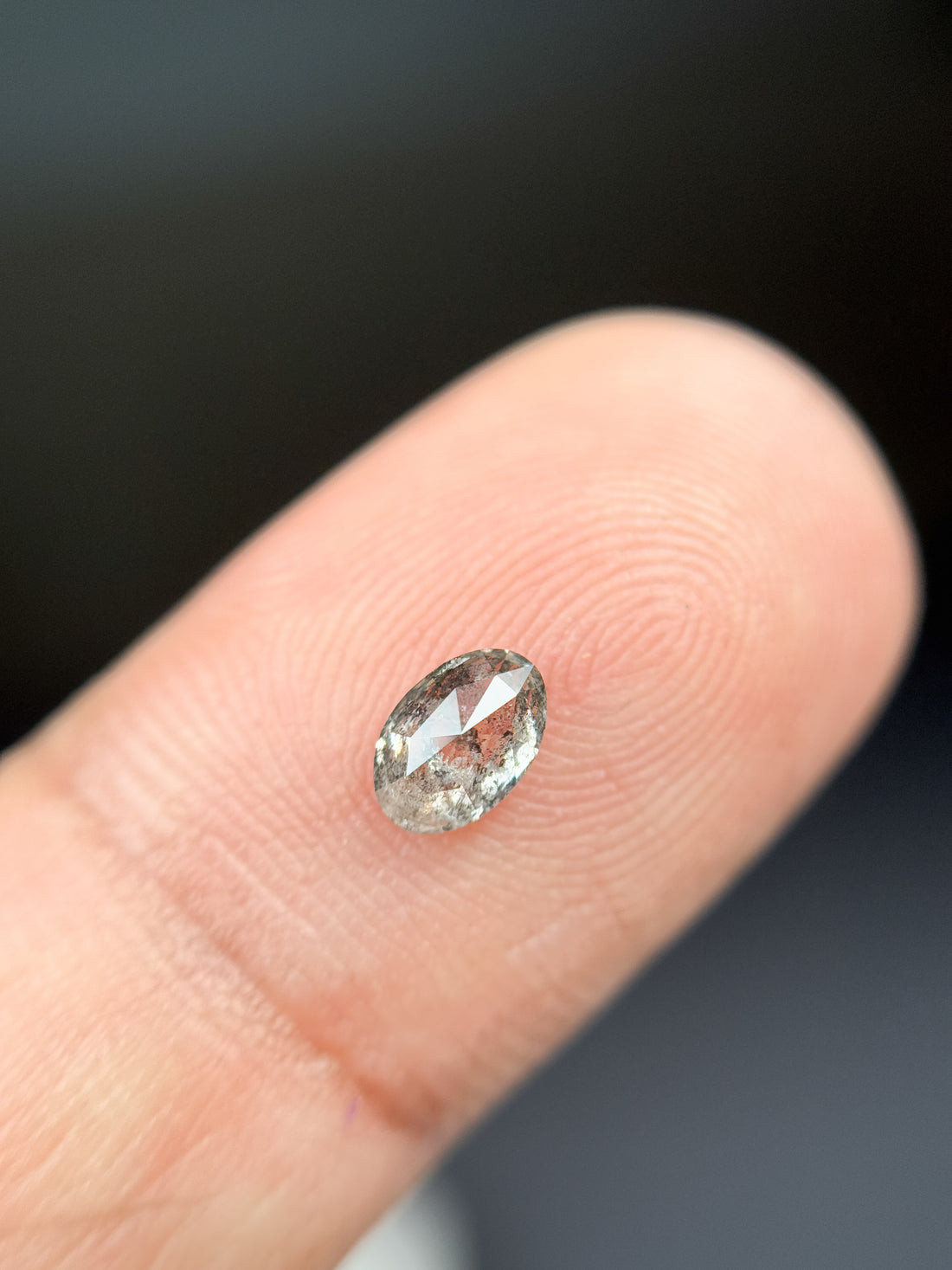 0.46 Ct Oval Rose Cut Grey Natural Minimalist Diamond