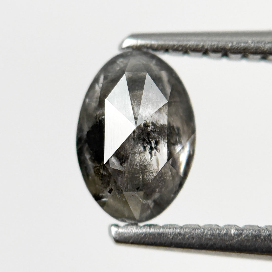 0.76 Ct Oval Rose Cut Grey Natural Salt and Pepper Diamond