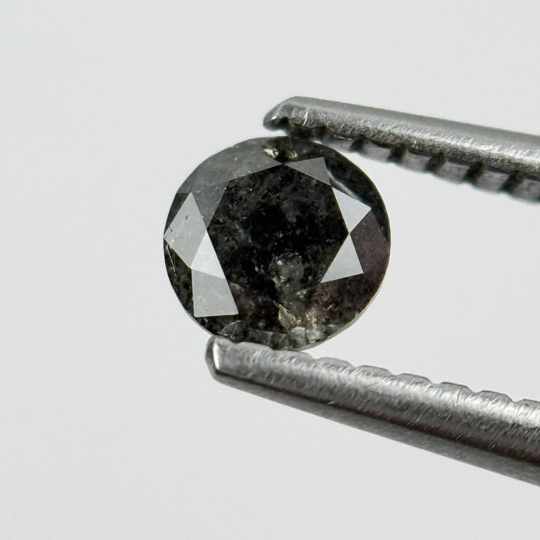 0.41 Ct Round Brilliant Cut Black Natural Salt and Pepper Diamond