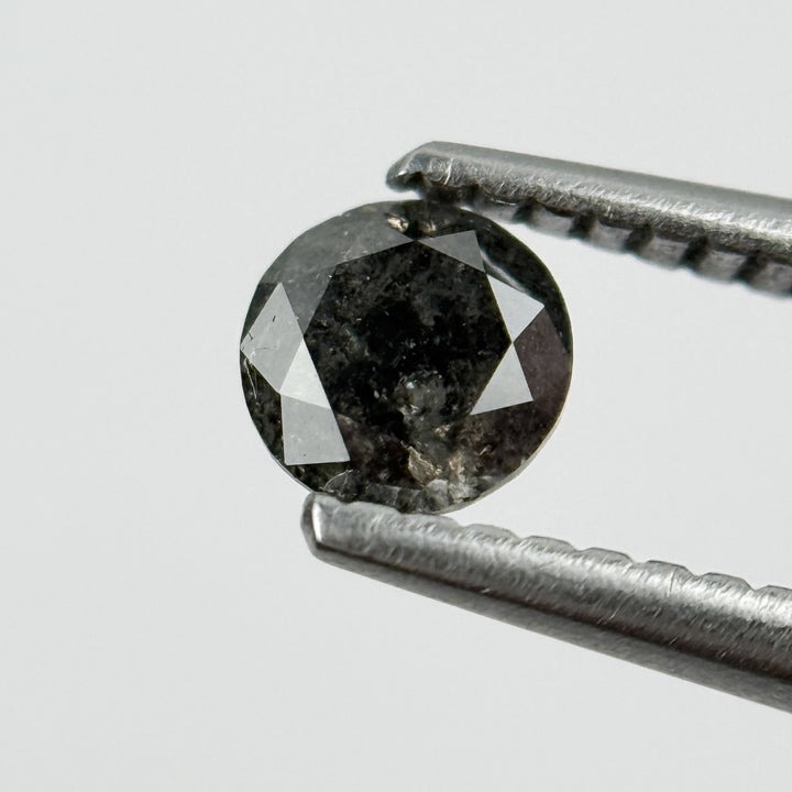 0.41 Ct Round Brilliant Cut Black Natural Salt and Pepper Diamond