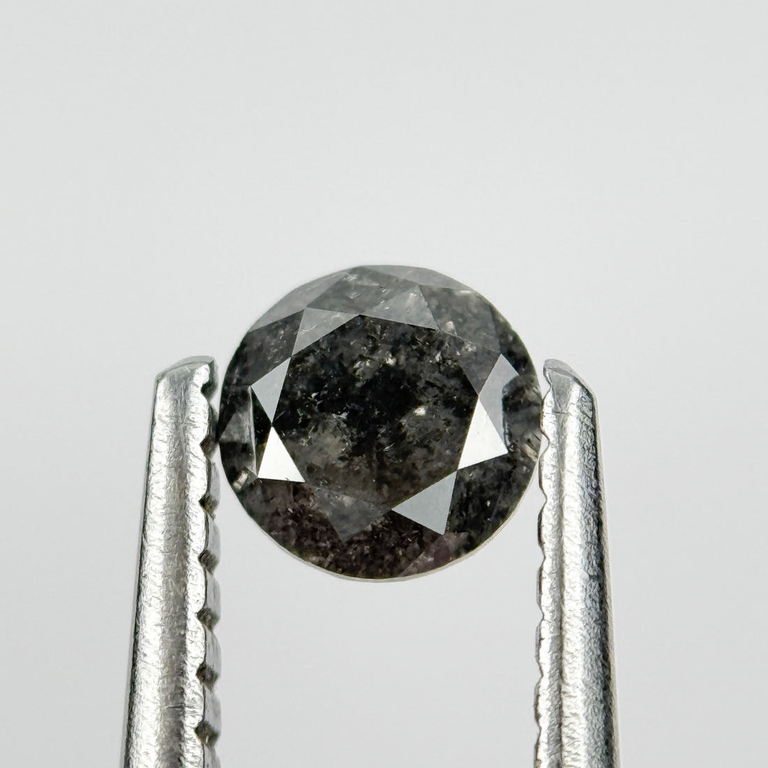 0.41 Ct Round Brilliant Cut Black Natural Salt and Pepper Diamond