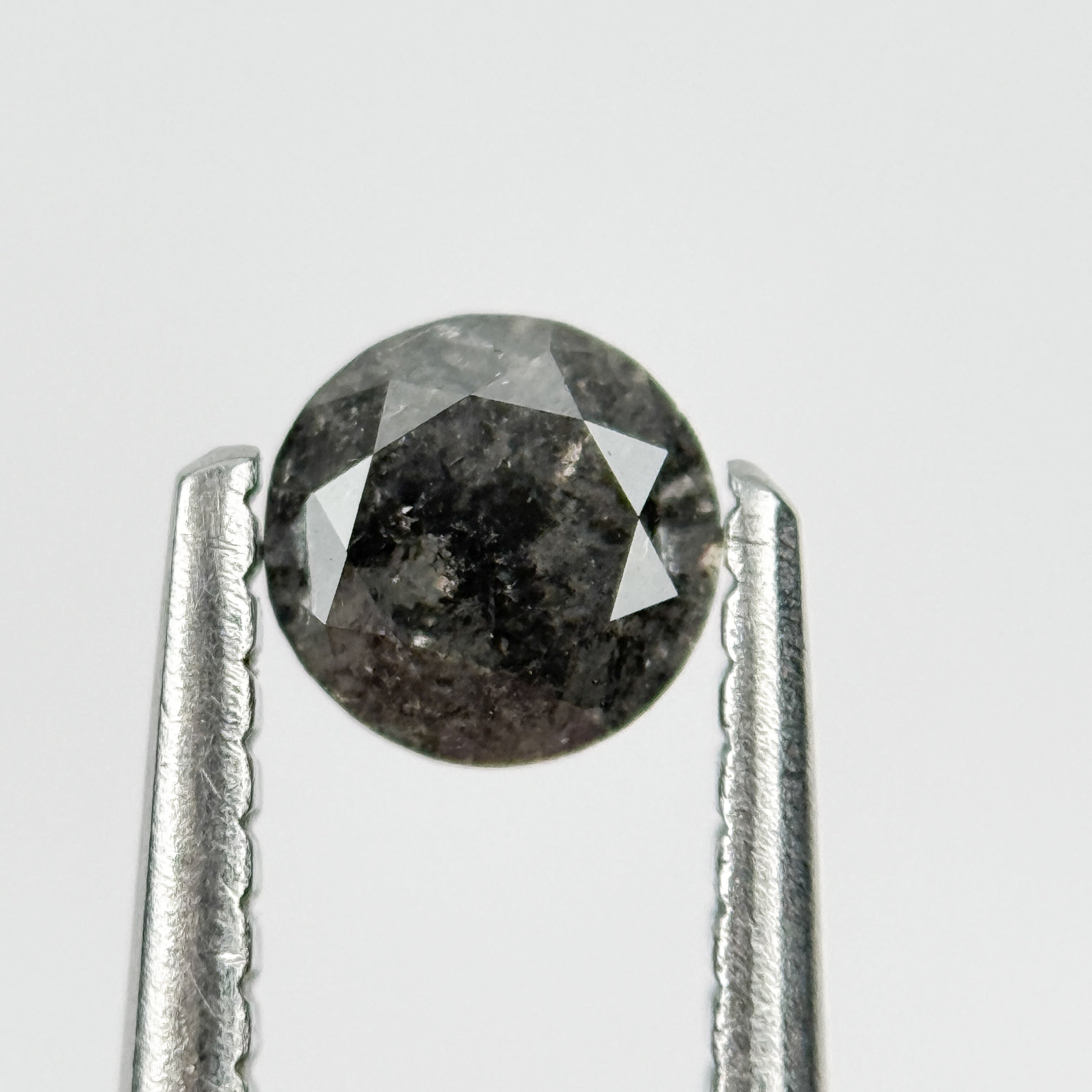 0.41 Ct Round Brilliant Cut Black Natural Salt and Pepper Diamond