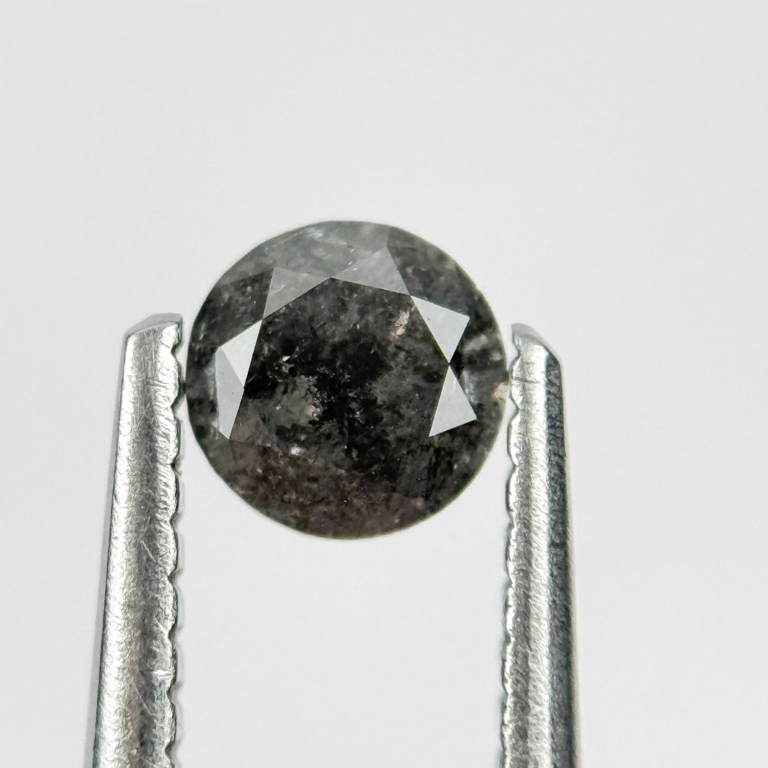 0.41 Ct Round Brilliant Cut Black Natural Salt and Pepper Diamond