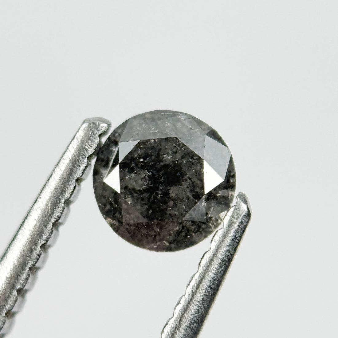 0.41 Ct Round Brilliant Cut Black Natural Salt and Pepper Diamond