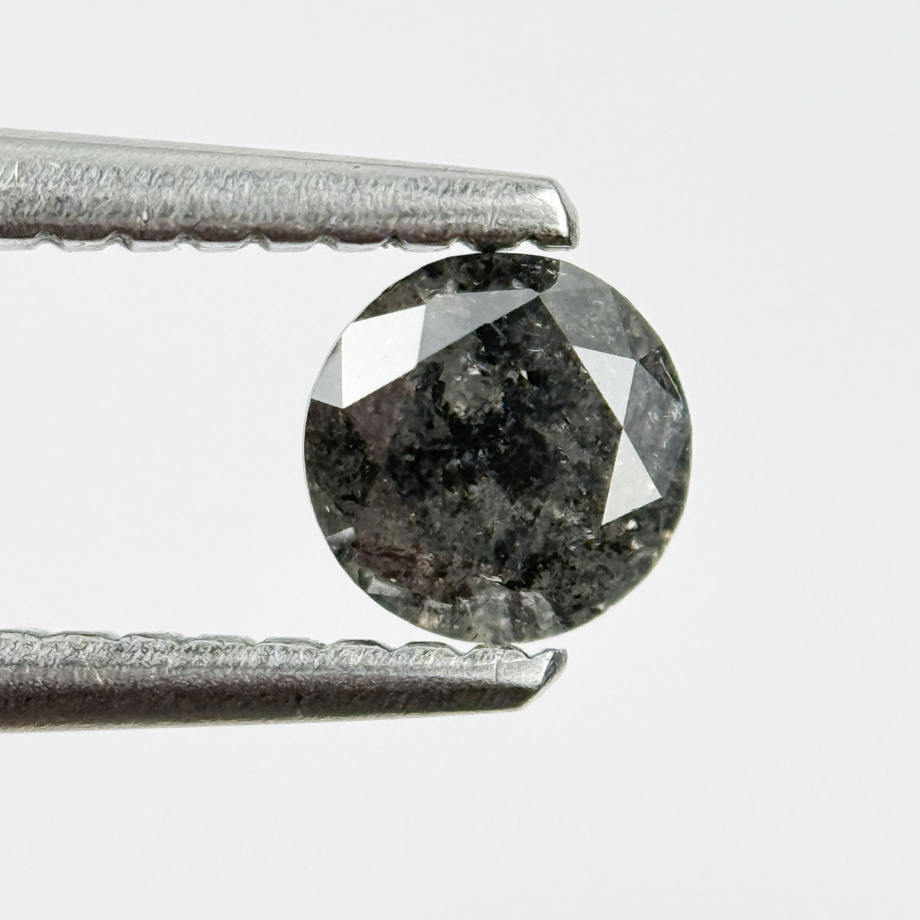 0.41 Ct Round Brilliant Cut Black Natural Salt and Pepper Diamond