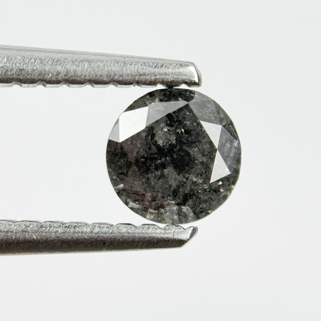 0.41 Ct Round Brilliant Cut Black Natural Salt and Pepper Diamond