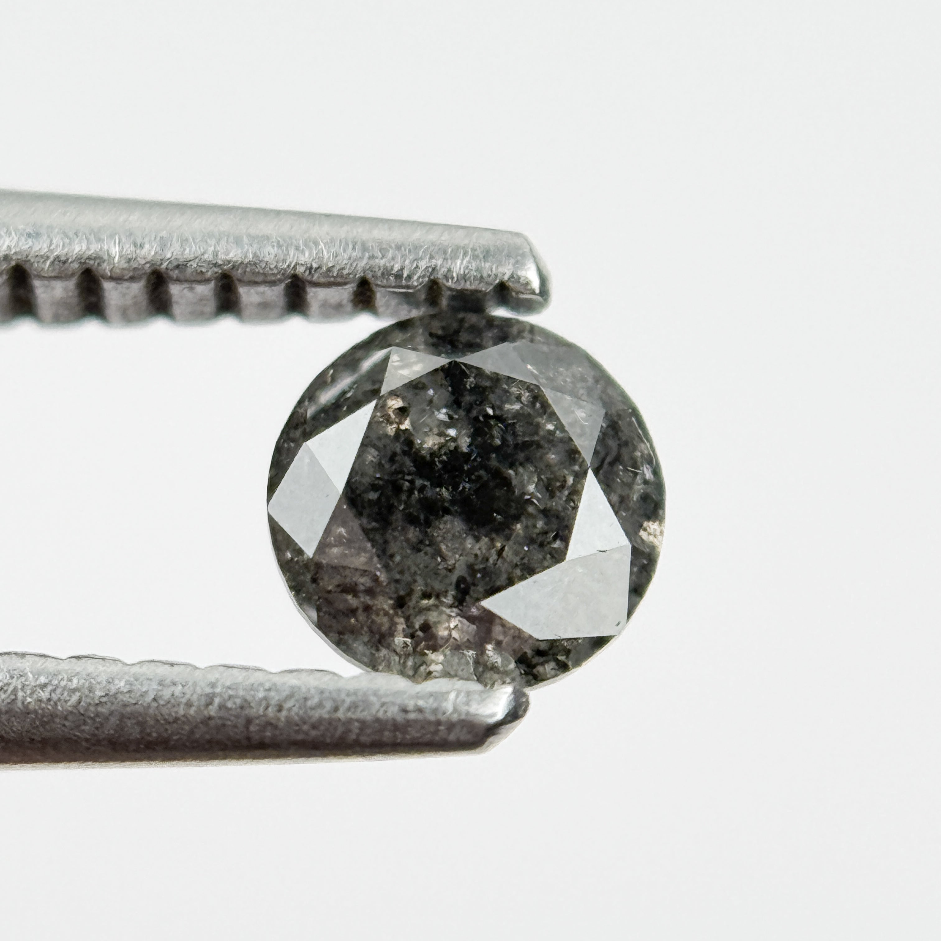 0.41 Ct Round Brilliant Cut Black Natural Salt and Pepper Diamond