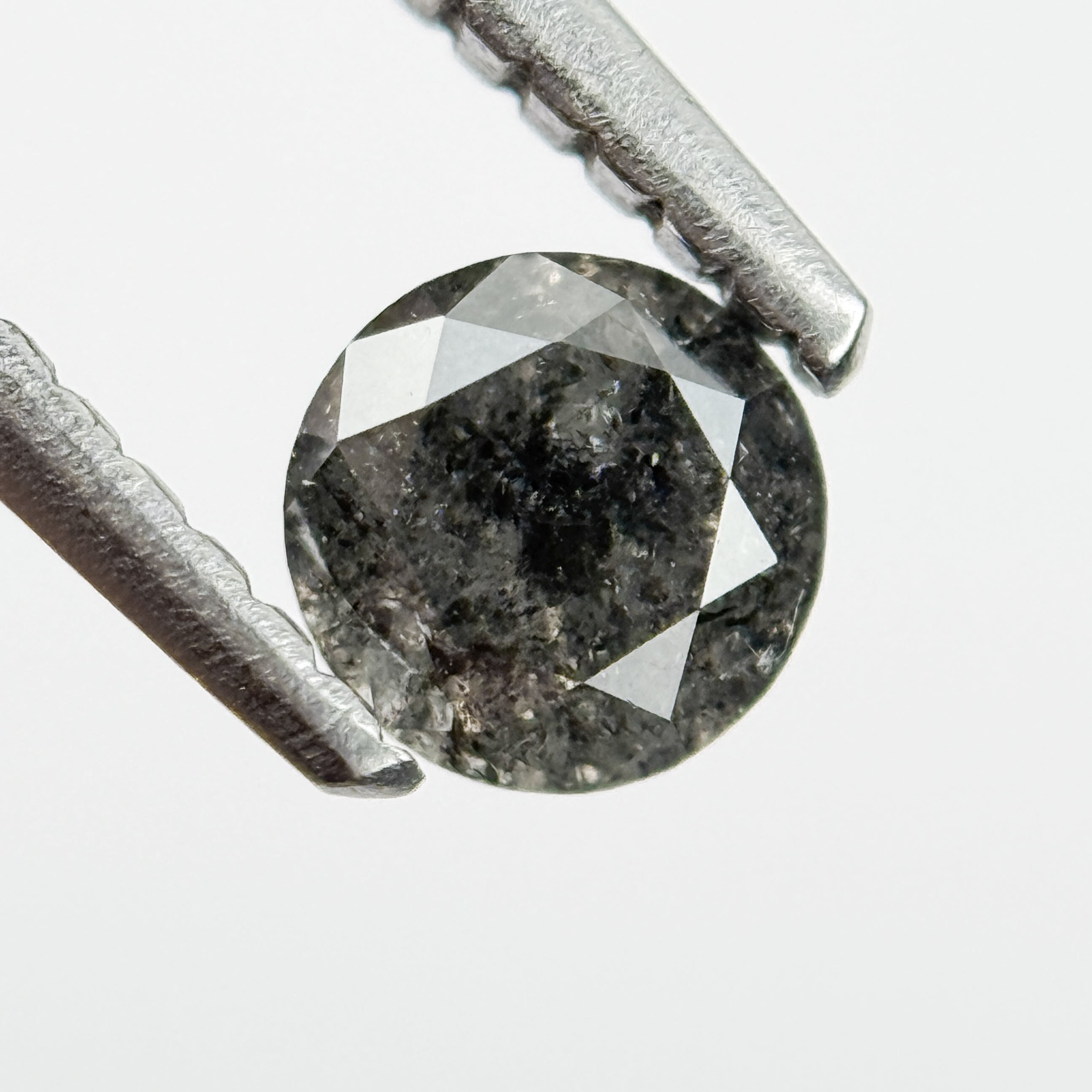 0.41 Ct Round Brilliant Cut Black Natural Salt and Pepper Diamond