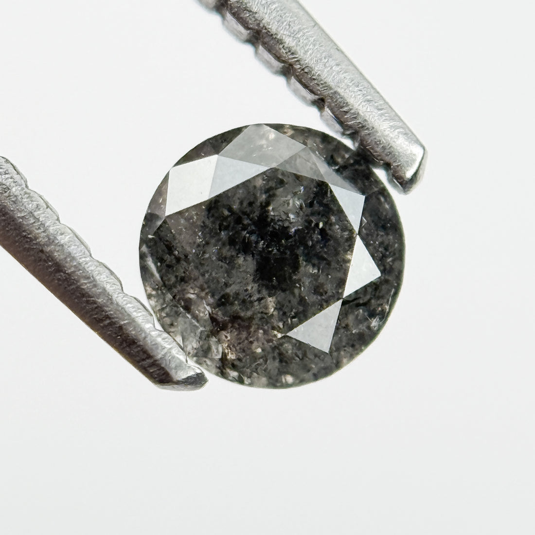 0.41 Ct Round Brilliant Cut Black Natural Salt and Pepper Diamond