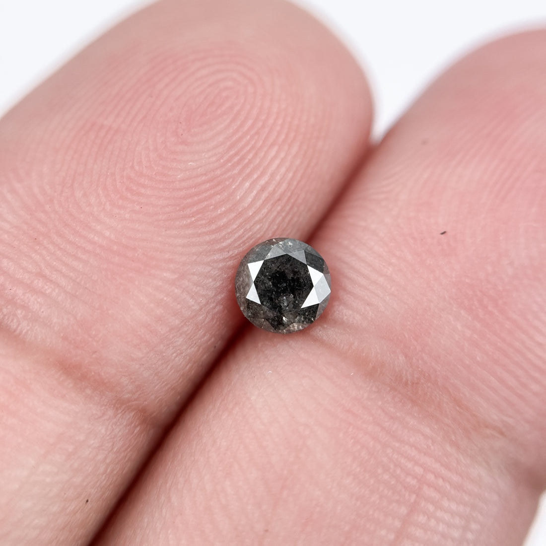 0.41 Ct Round Brilliant Cut Black Natural Salt and Pepper Diamond