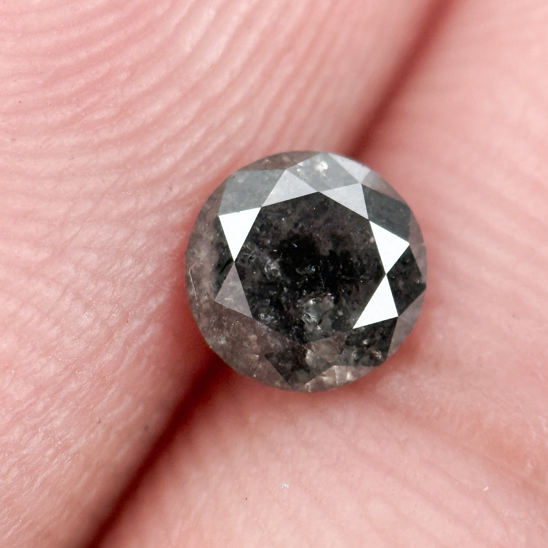 0.41 Ct Round Brilliant Cut Black Natural Salt and Pepper Diamond