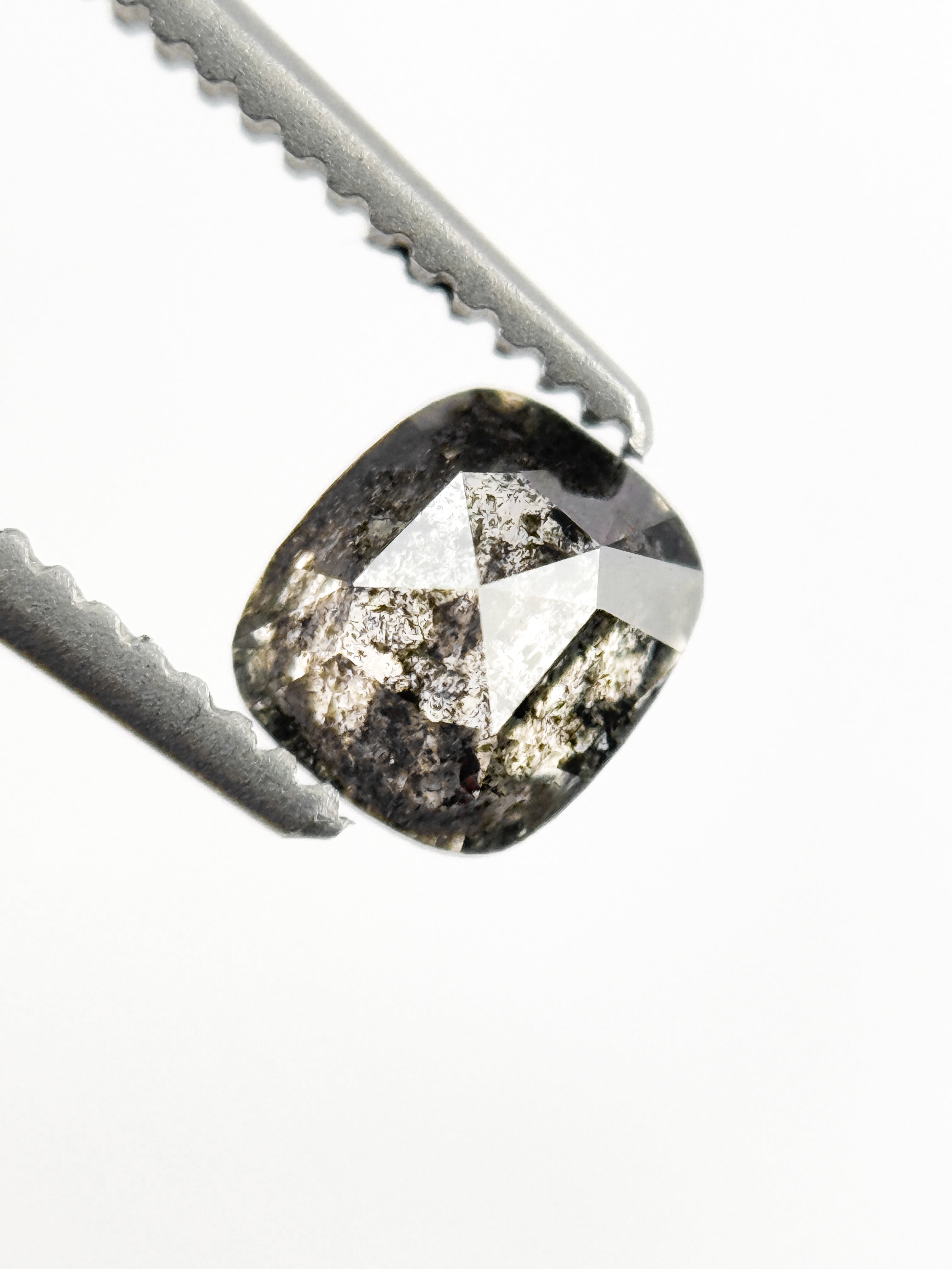 0.56 Ct Cushion Rose Cut Grey Natural Minimalist Diamond