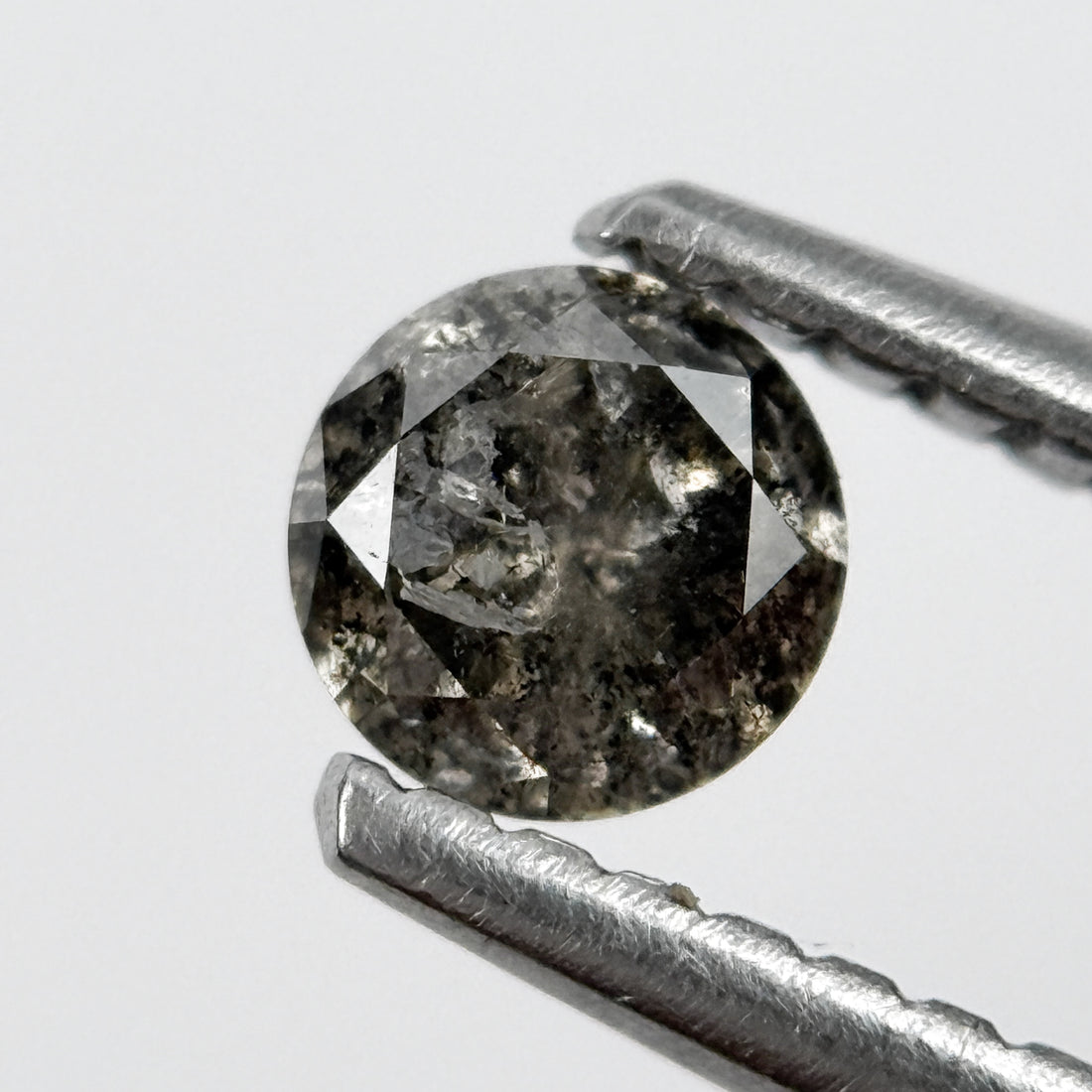 4 MM Round Brilliant Cut Grey Black Salt and Pepper Natural Minimalist Diamond