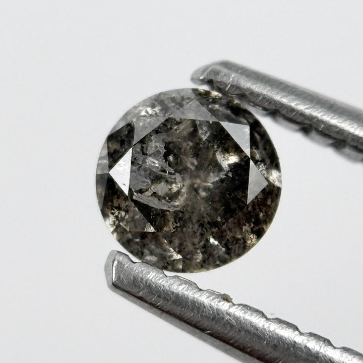 4 MM Round Brilliant Cut Grey Black Salt and Pepper Natural Minimalist Diamond
