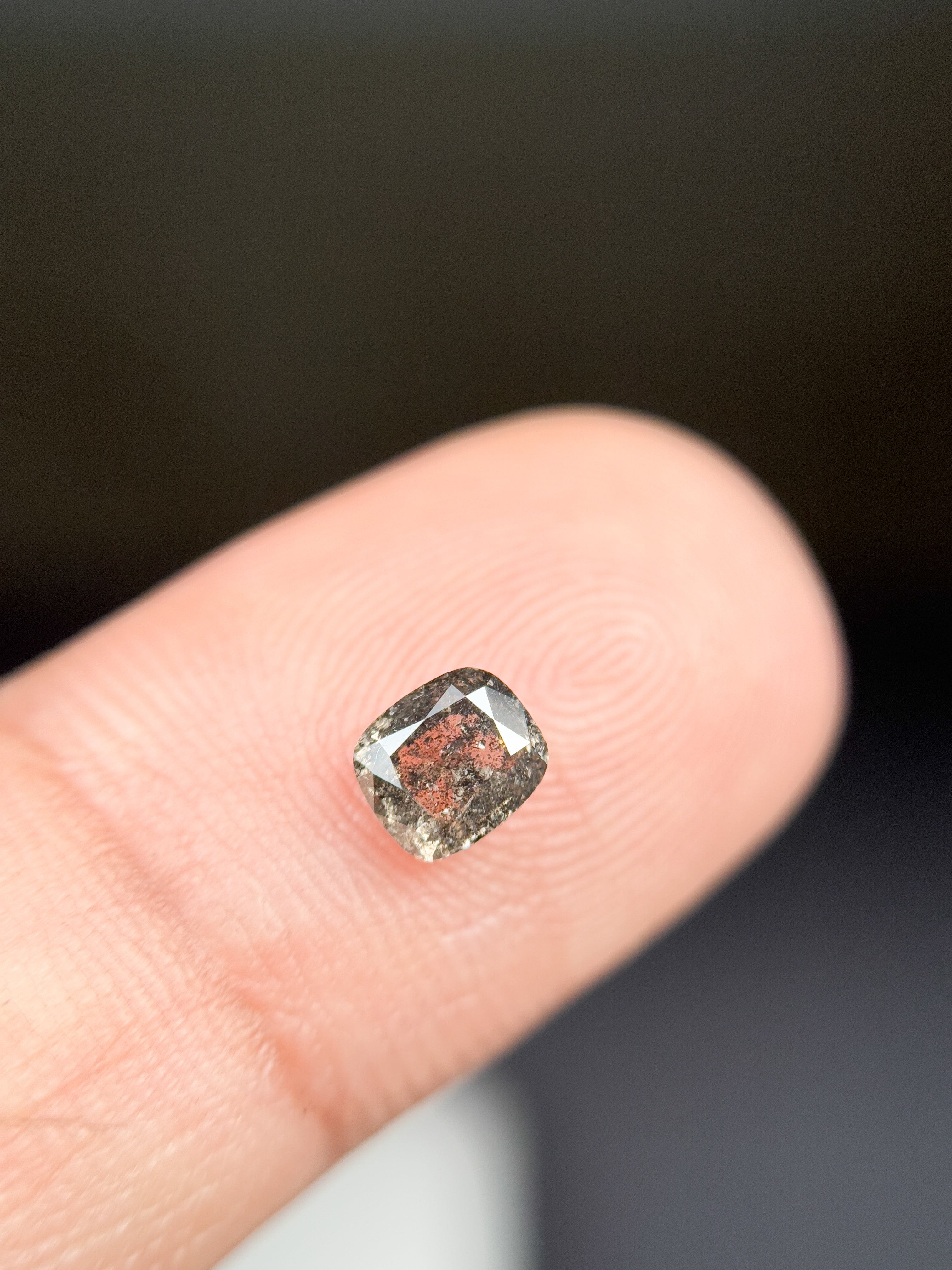 0.56 Ct Cushion Rose Cut Grey Natural Minimalist Diamond