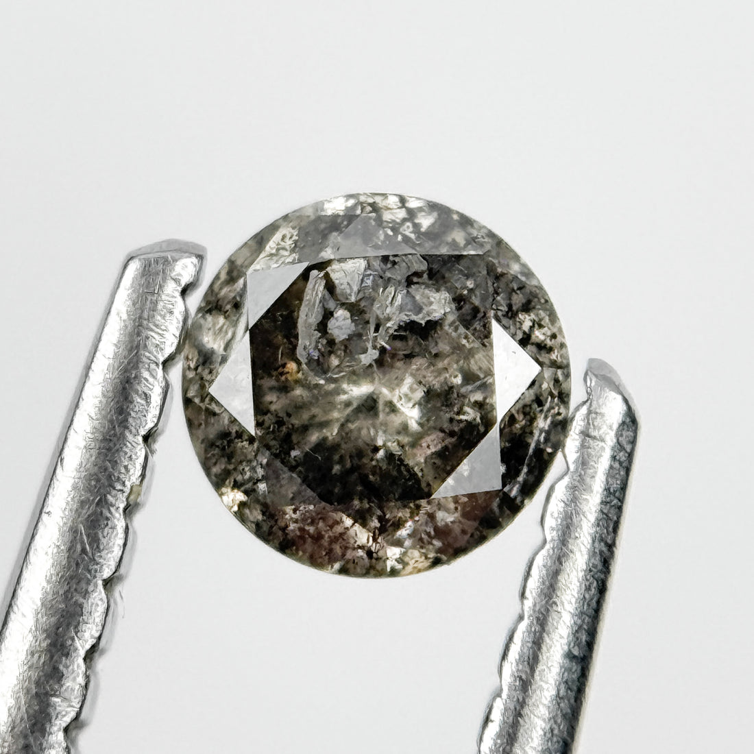 0.28 Ct Round Brilliant Cut Black Natural Salt and Pepper Diamond