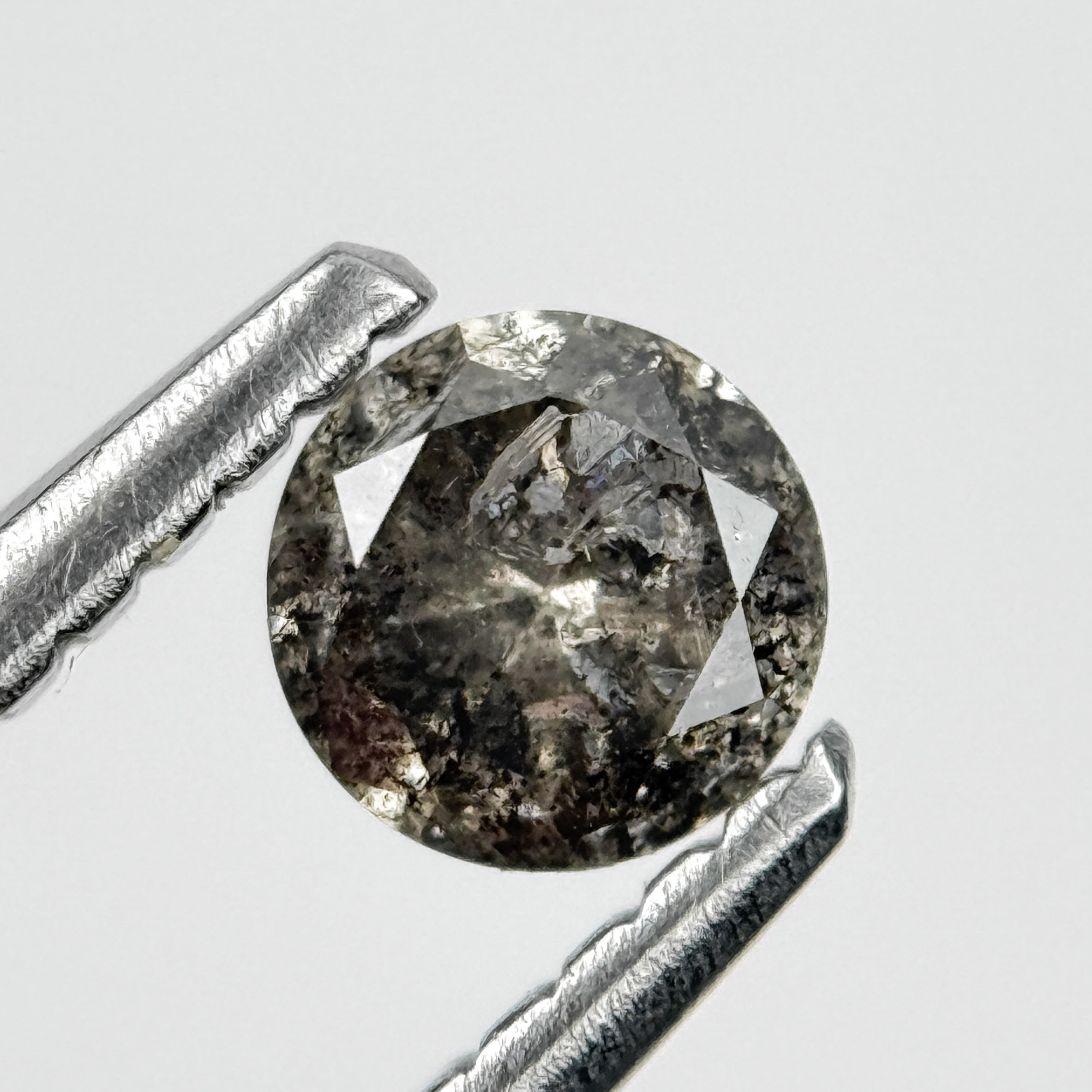 4 MM Round Brilliant Cut Grey Black Salt and Pepper Natural Minimalist Diamond