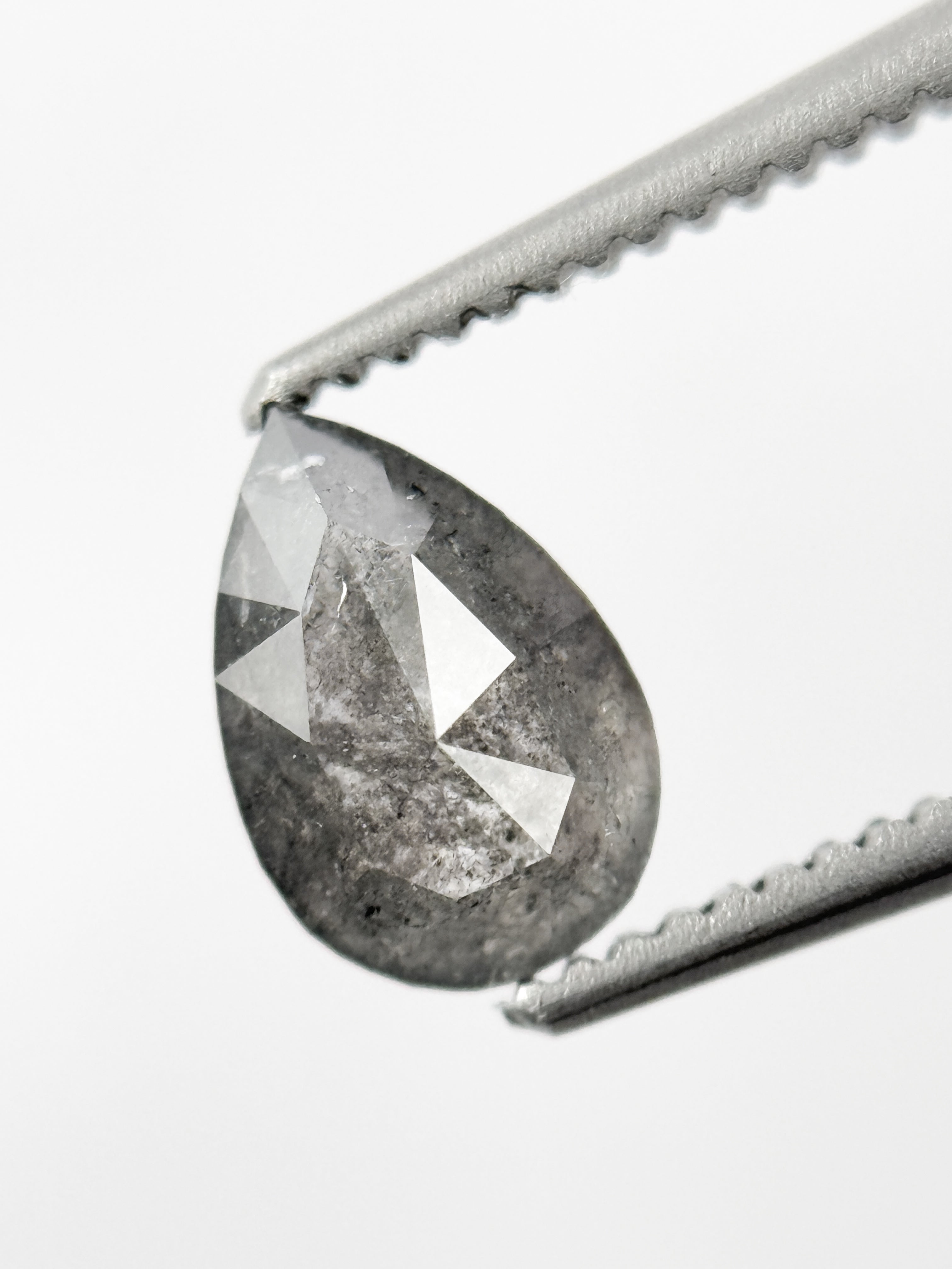 7.3 MM Pear Rose Cut Grey Natural Minimalist Diamond