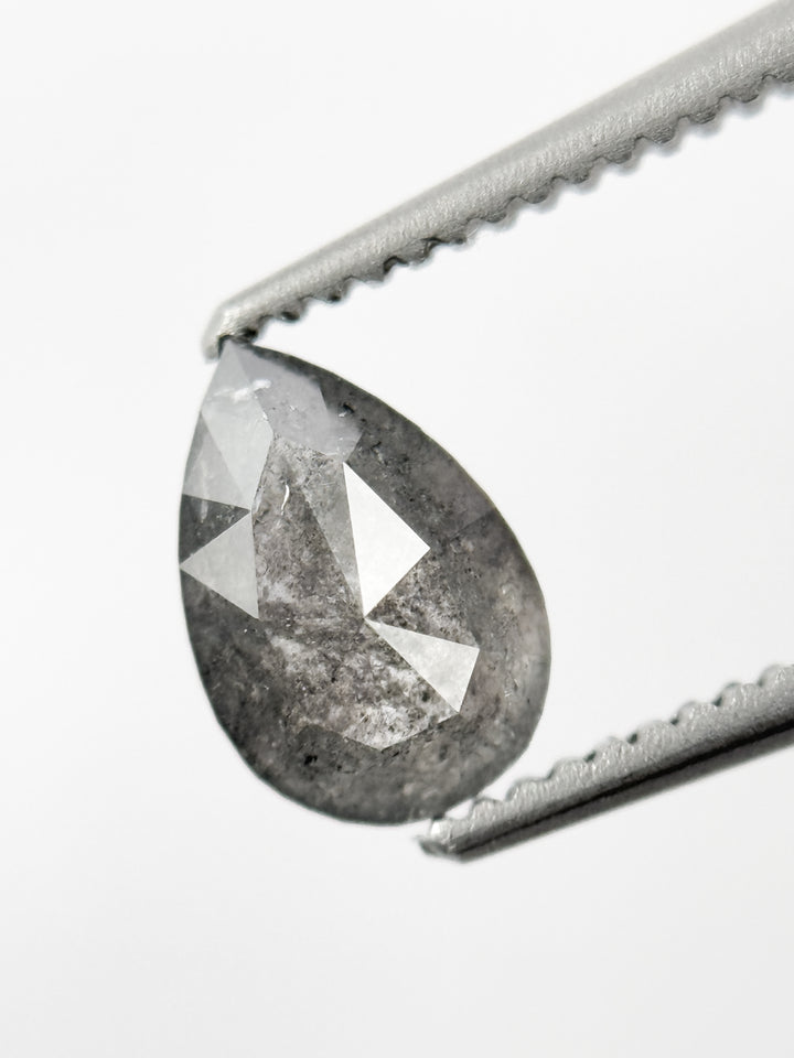 7.3 MM Pear Rose Cut Grey Natural Minimalist Diamond