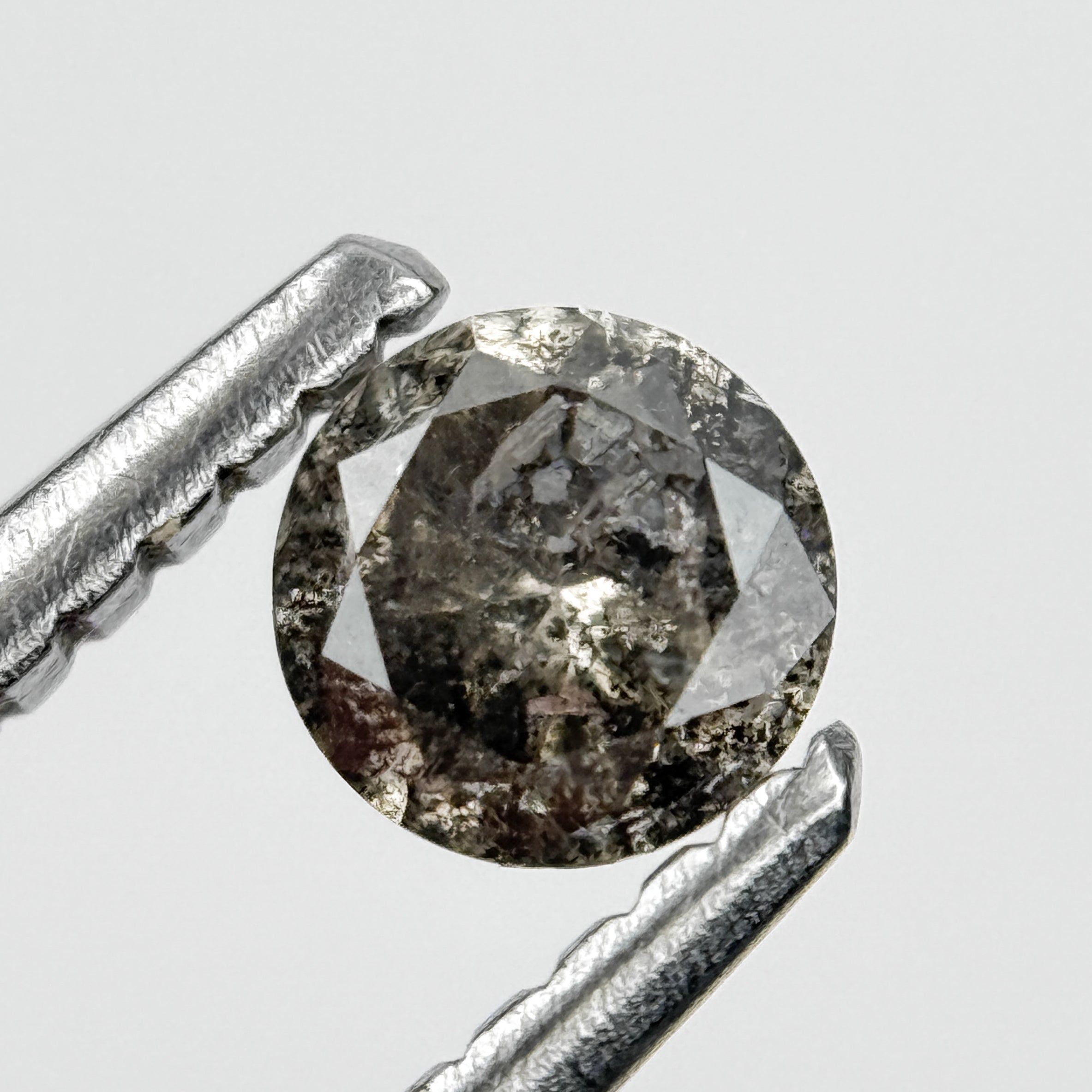 4 MM Round Brilliant Cut Grey Black Salt and Pepper Natural Minimalist Diamond