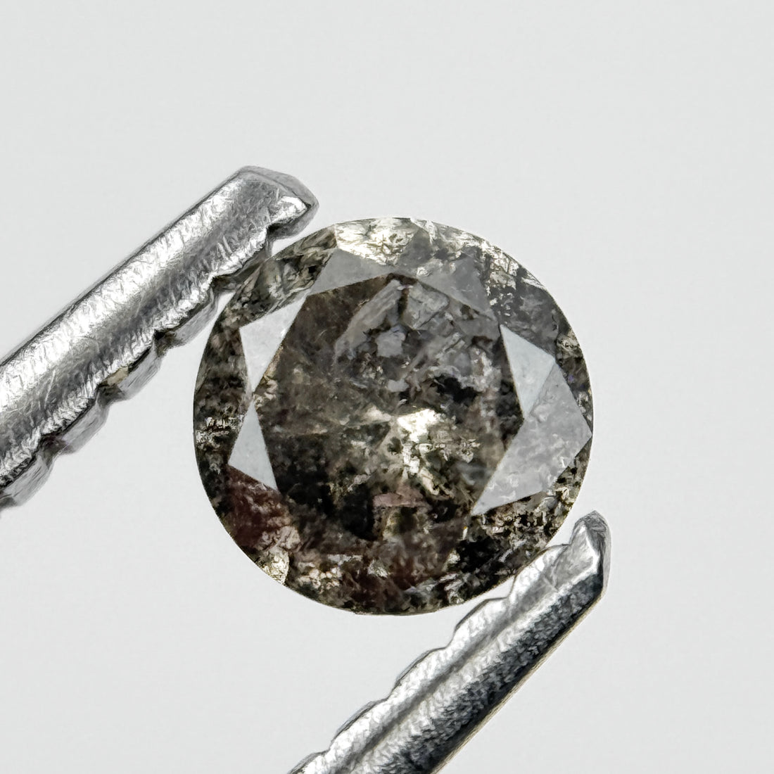 4 MM Round Brilliant Cut Grey Black Salt and Pepper Natural Minimalist Diamond