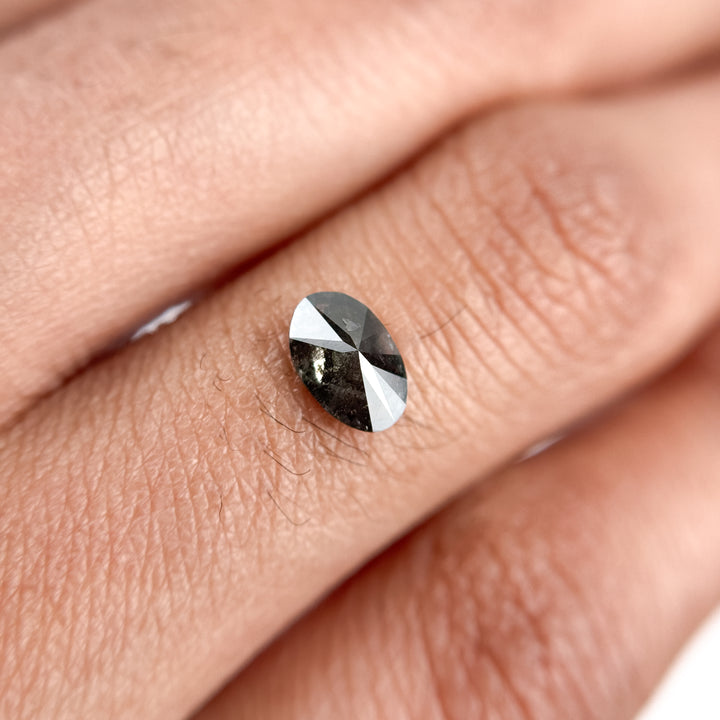 0.82 Ct Oval Rose Cut Grey Natural Salt and Pepper Diamond