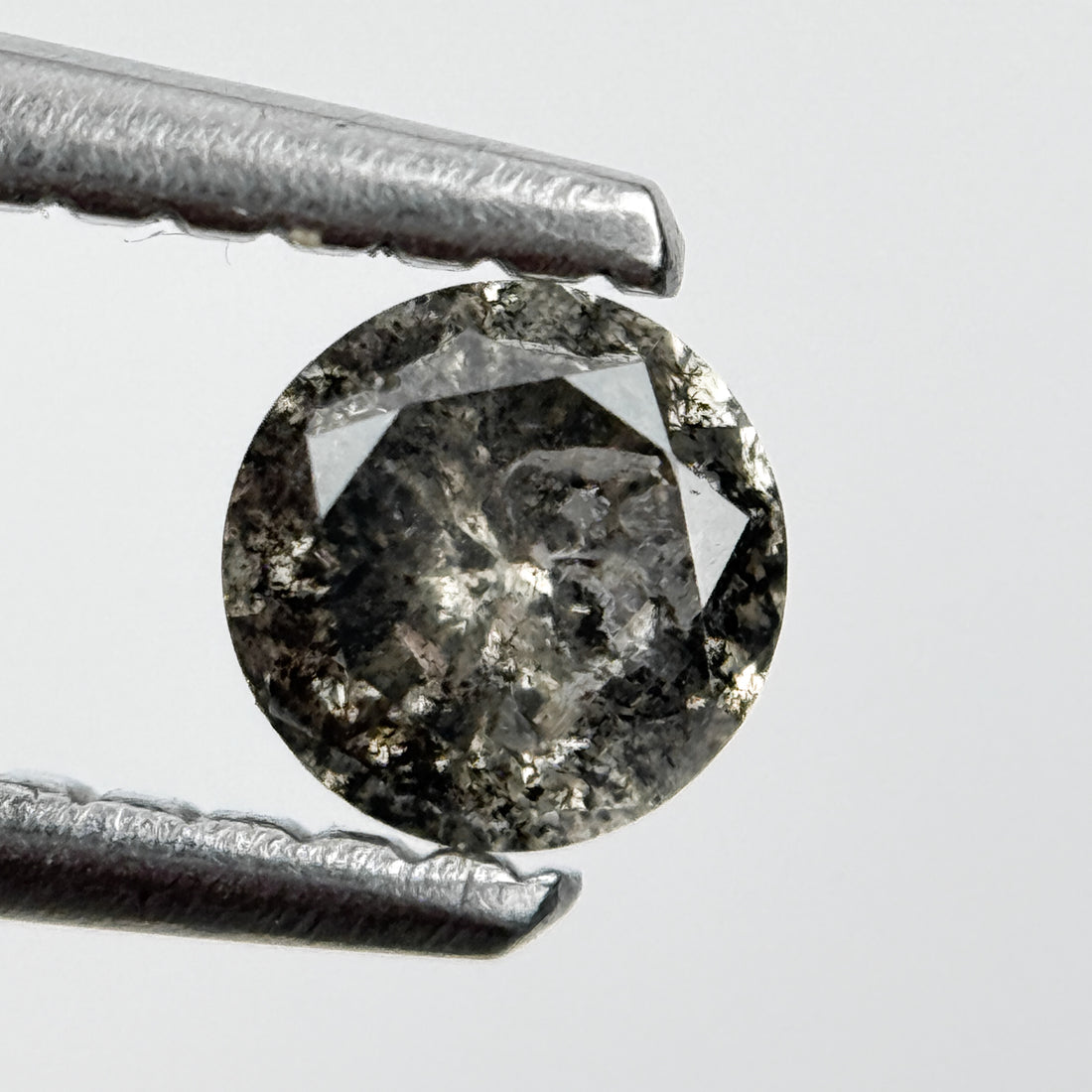 4 MM Round Brilliant Cut Grey Black Salt and Pepper Natural Minimalist Diamond