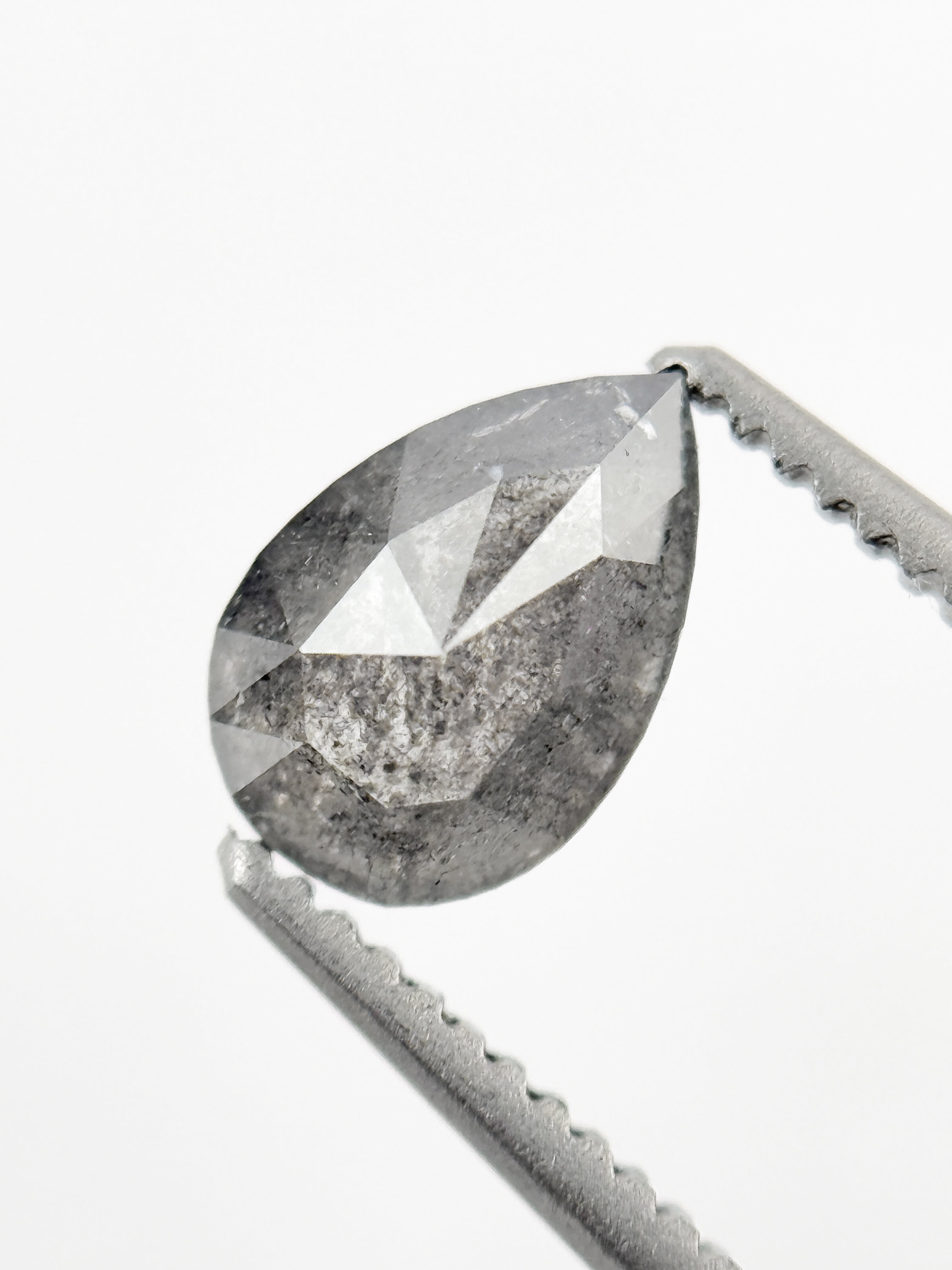 7.3 MM Pear Rose Cut Grey Natural Minimalist Diamond